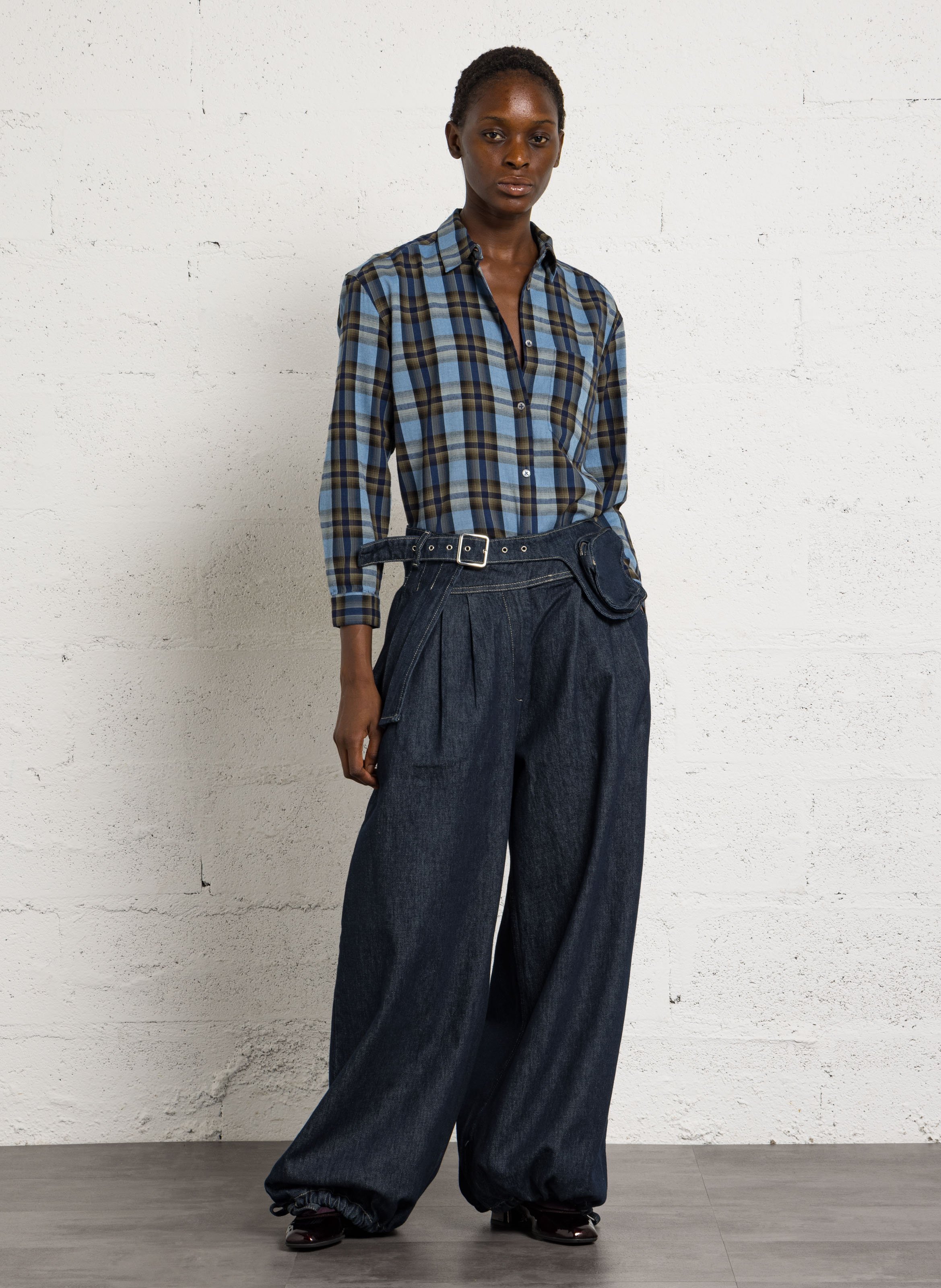 Checked cotton shirt NICE THINGS Blue