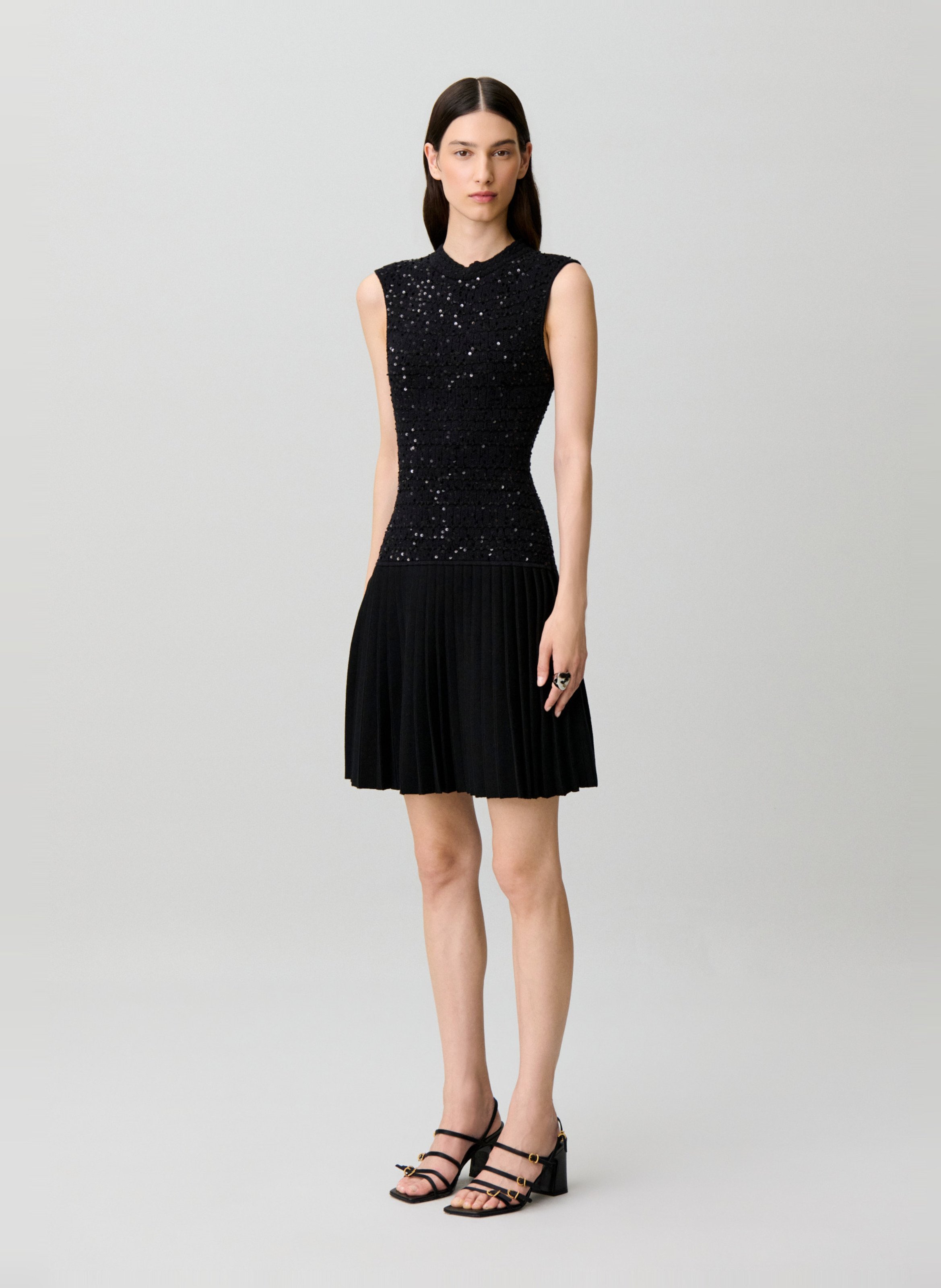 Robe courte évasée à sequins CLAUDIE PIERLOT Noir