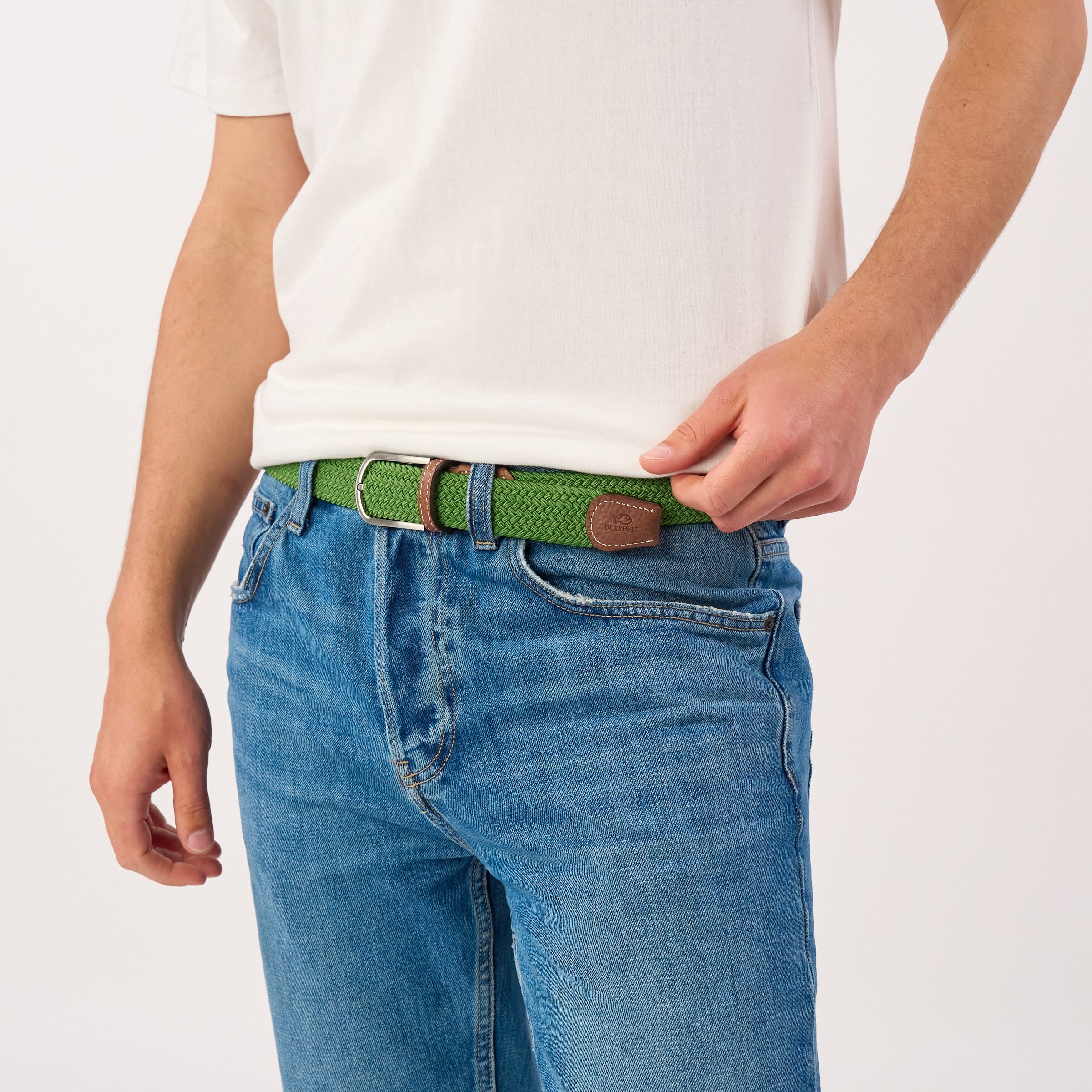Solid Elastic Braided Belt BILLYBELT Green
