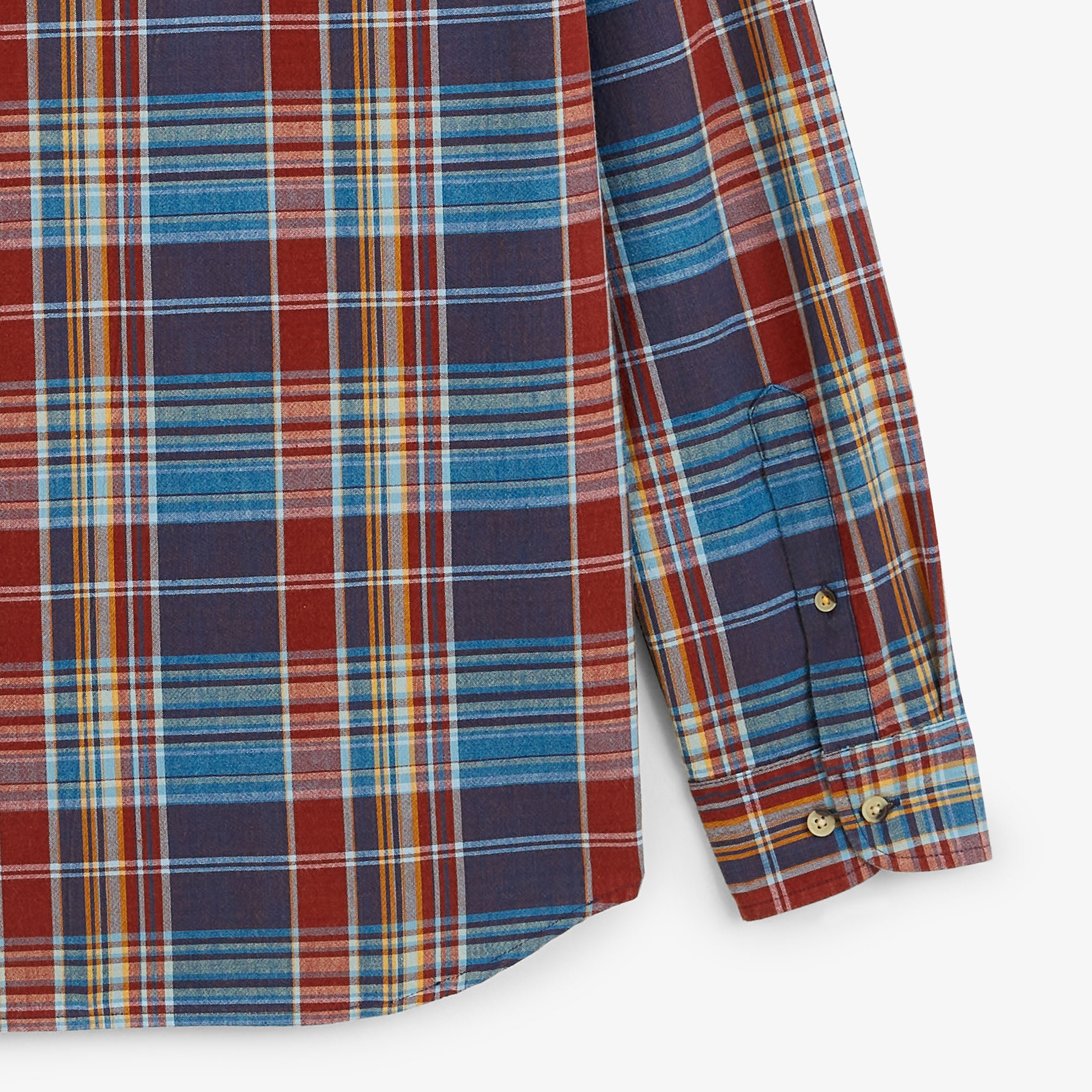Long-sleeve cotton shirt in blue lupin checkered pattern by Blanco Biarritz SERGE BLANCO Blue