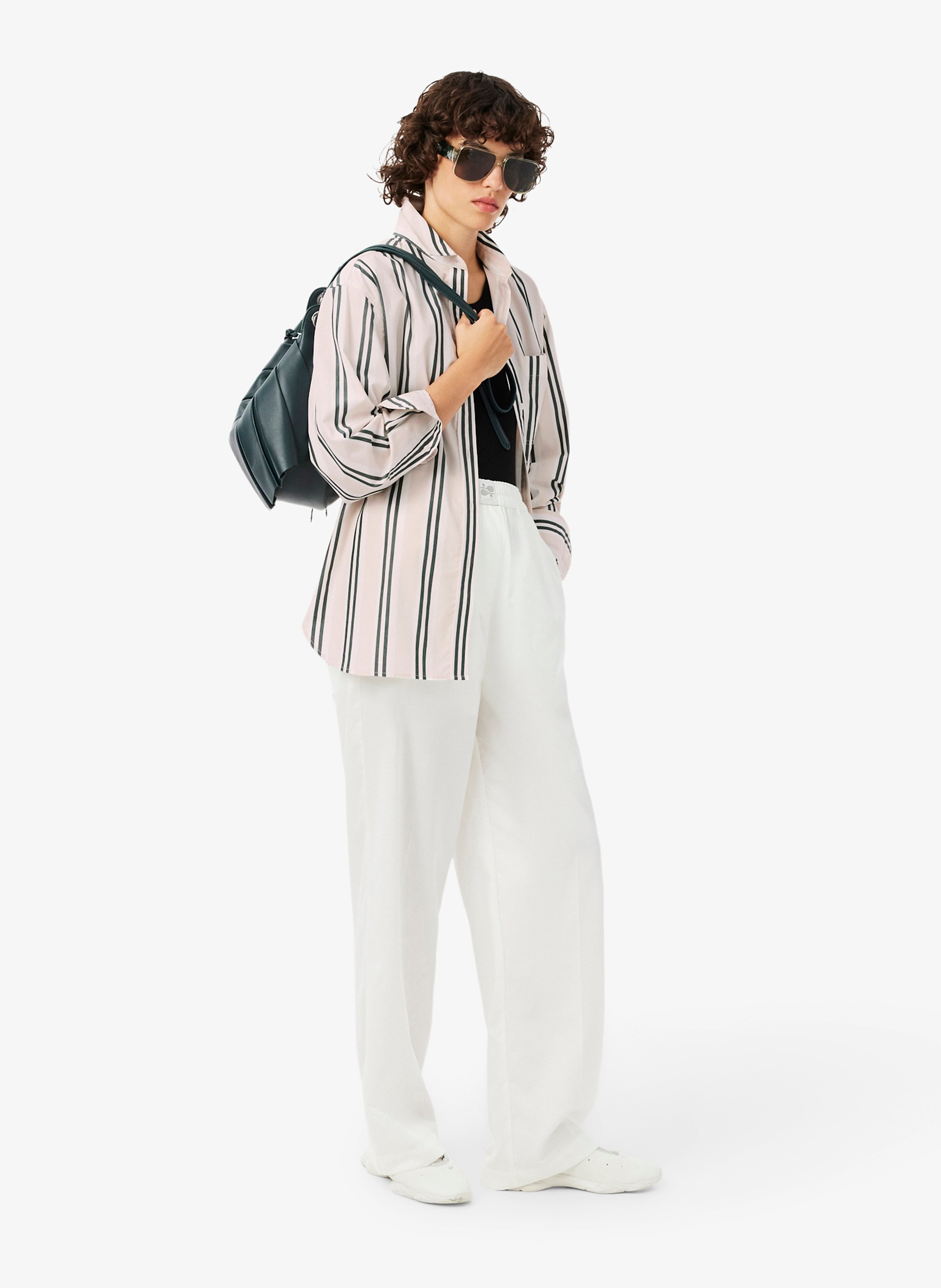 Chemise oversize col classique rayée en coton LACOSTE Multicolore