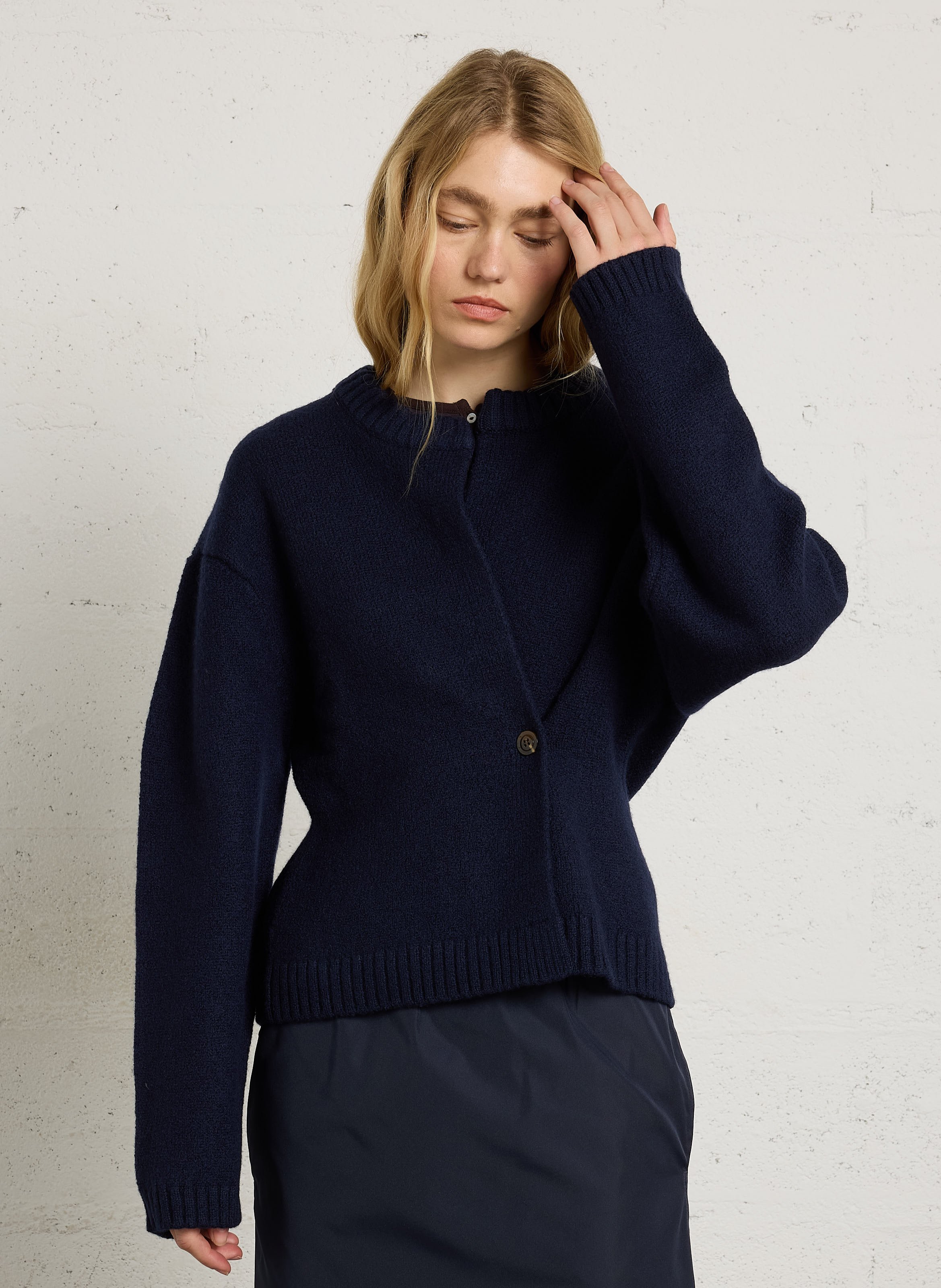 Gerader Cardigan aus Mischwolle SOEUR Blau