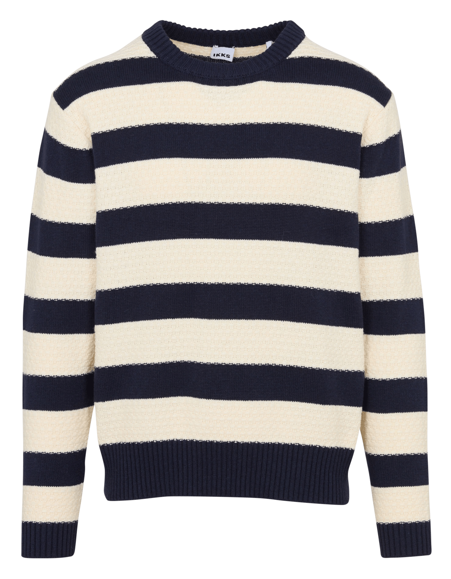 Pull droit col rond en coton mélangé IKKS Bleu
