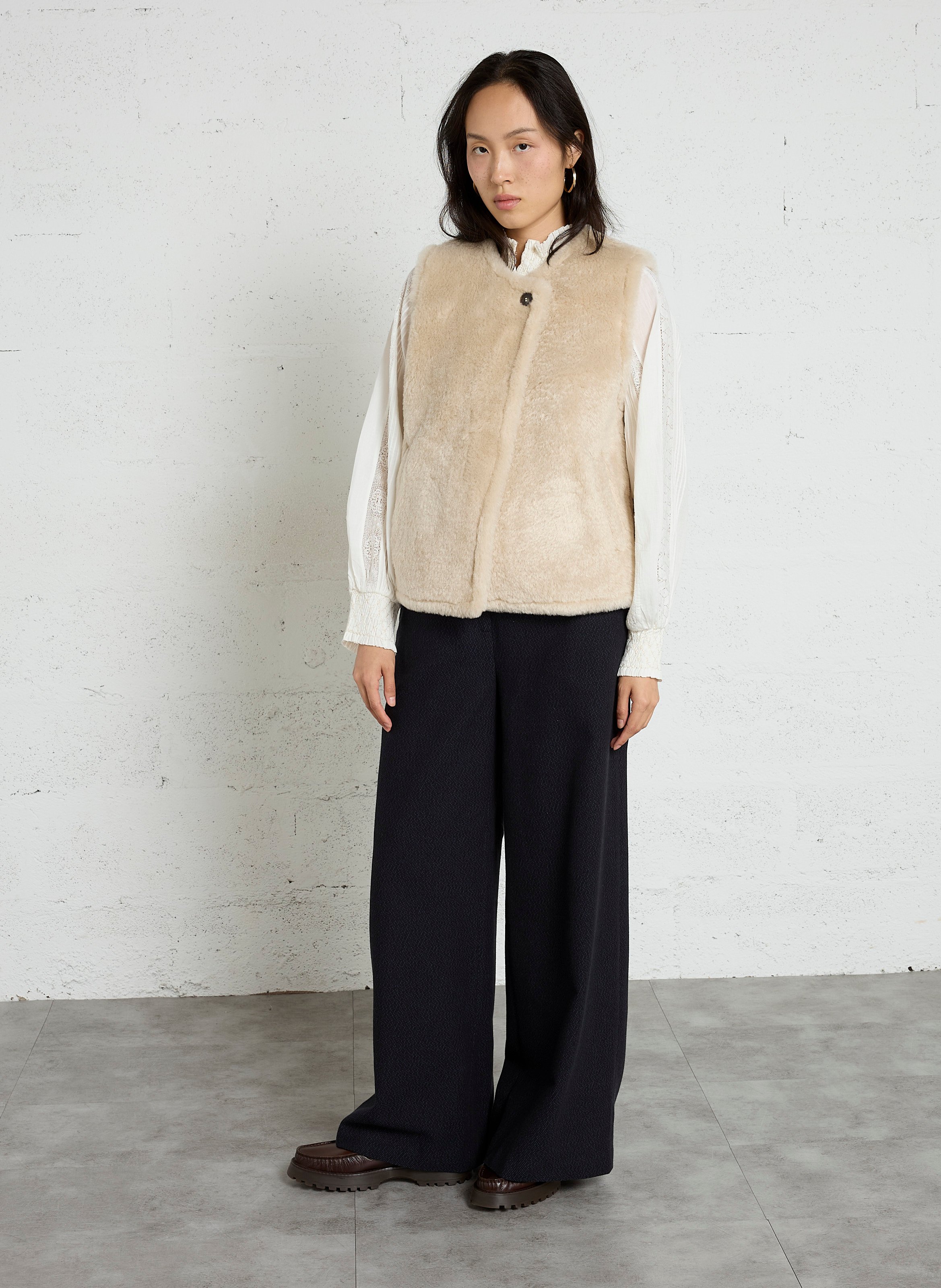 Veste sans manches effet fourrure HARTFORD Beige