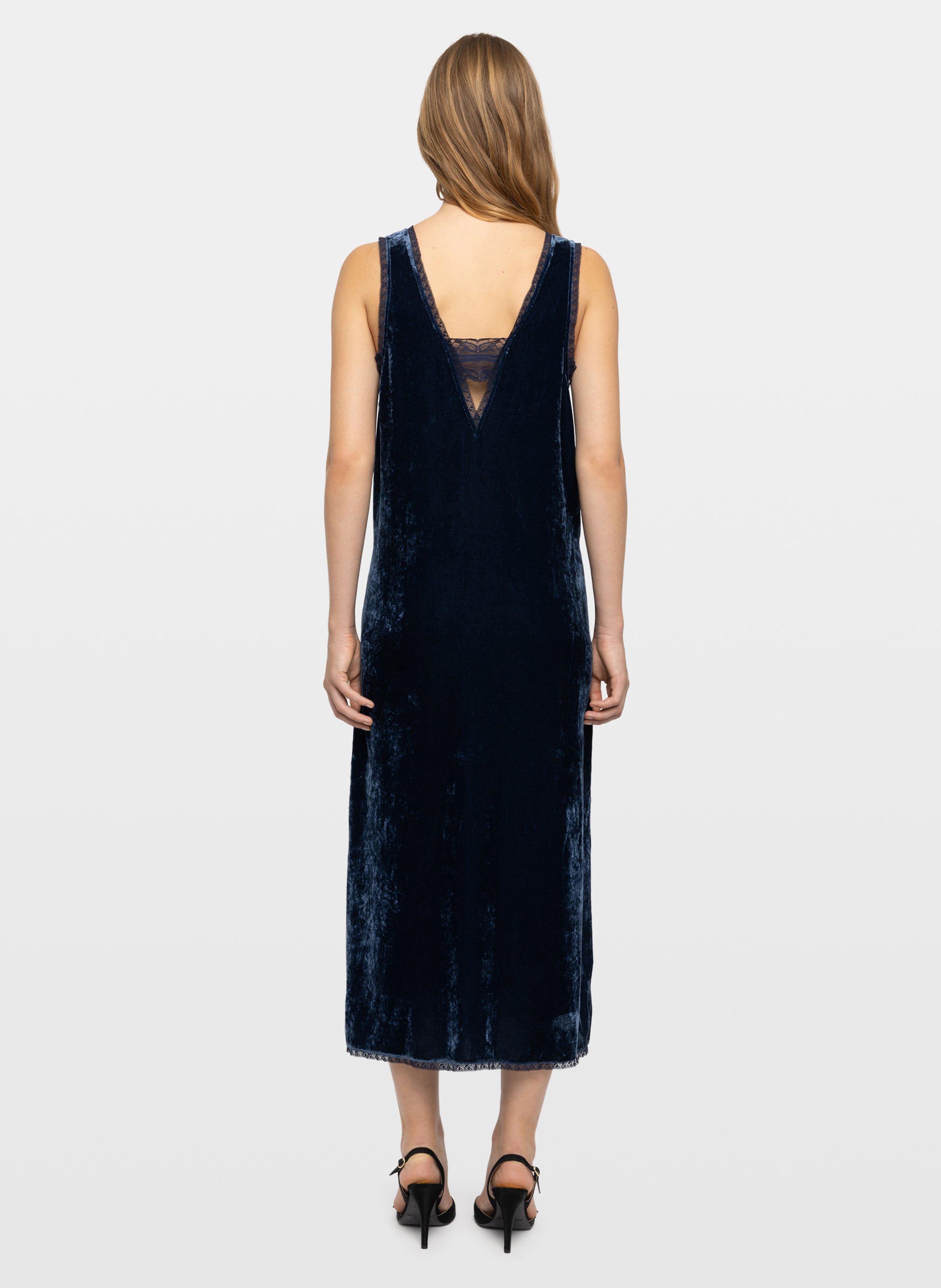 Lange rechte fluwelen jurk ZADIG&VOLTAIRE Blauw