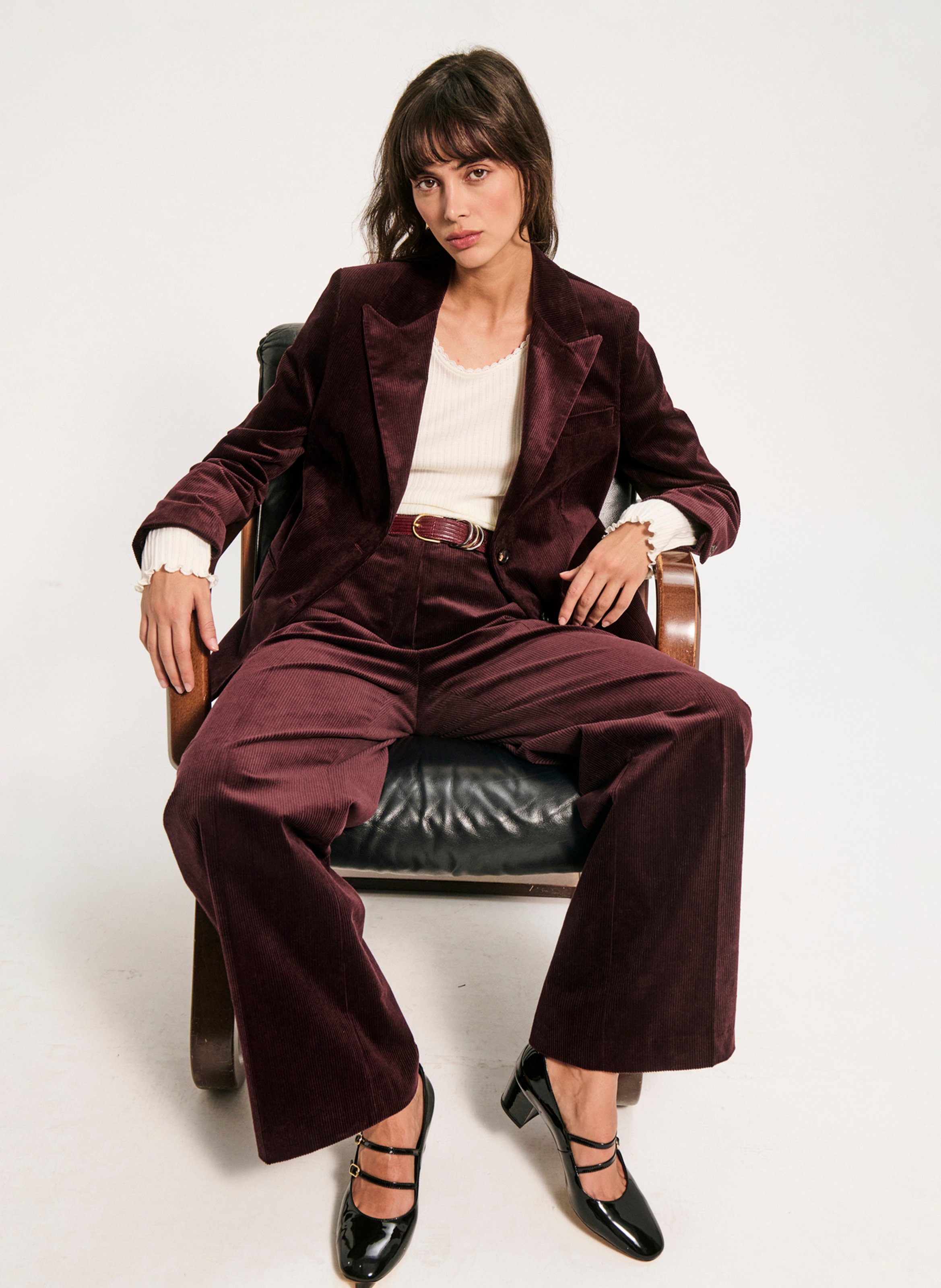 Pantalon droit en coton mélangé PABLO Rouge