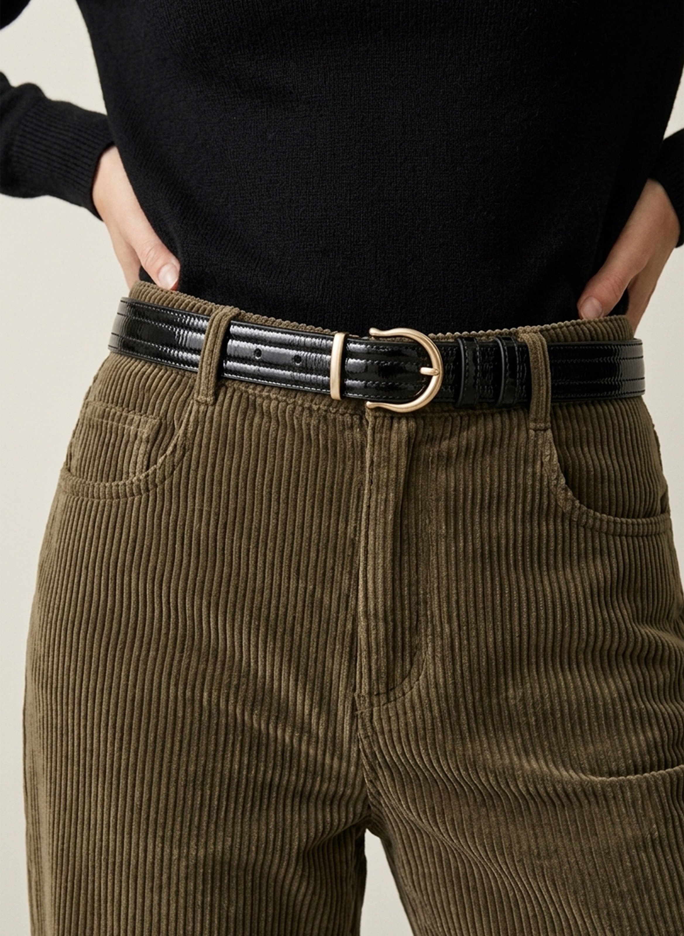 Weite, gerippte Hose aus Baumwolle KOOKAI Khaki