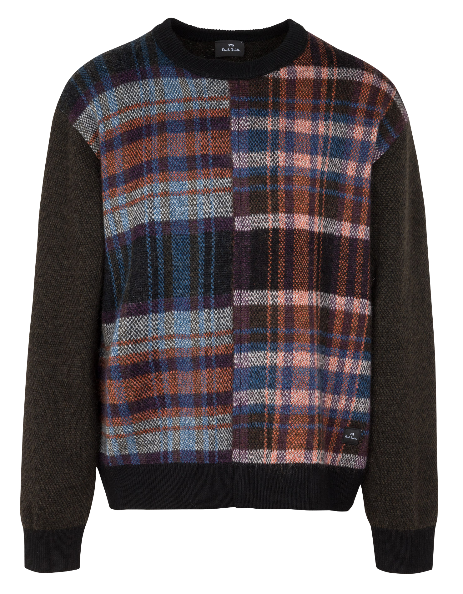 Checked round-neck wool-blend sweater PAUL SMITH Black