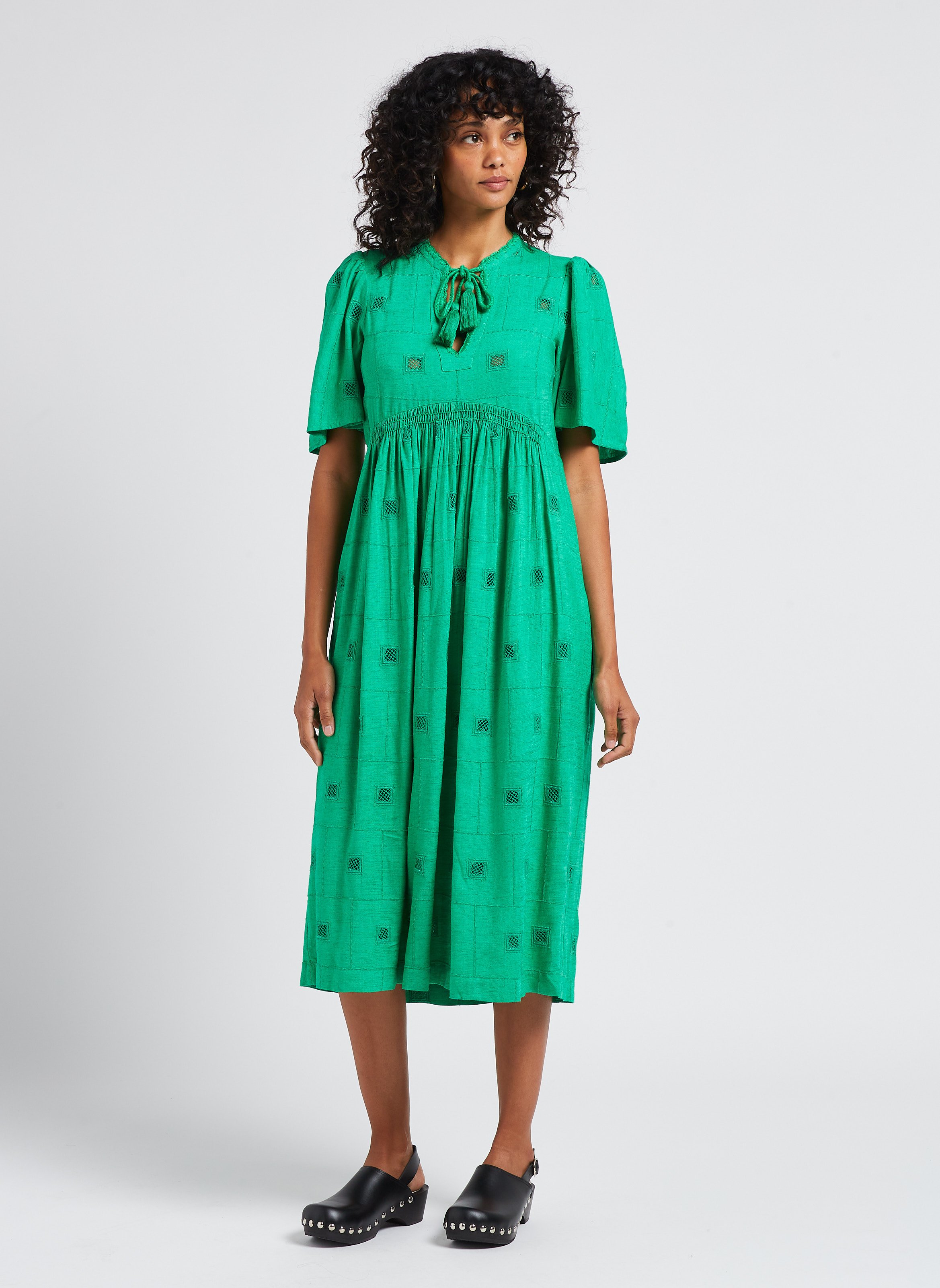 Robe Midi Col Tunisien Romy Vert Ba sh Femme Place des Tendances