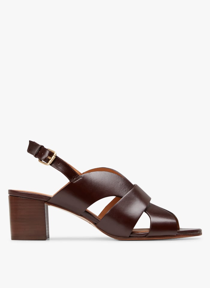 Heeled Leather Sandals Ebene Rivecour Women Place des Tendances