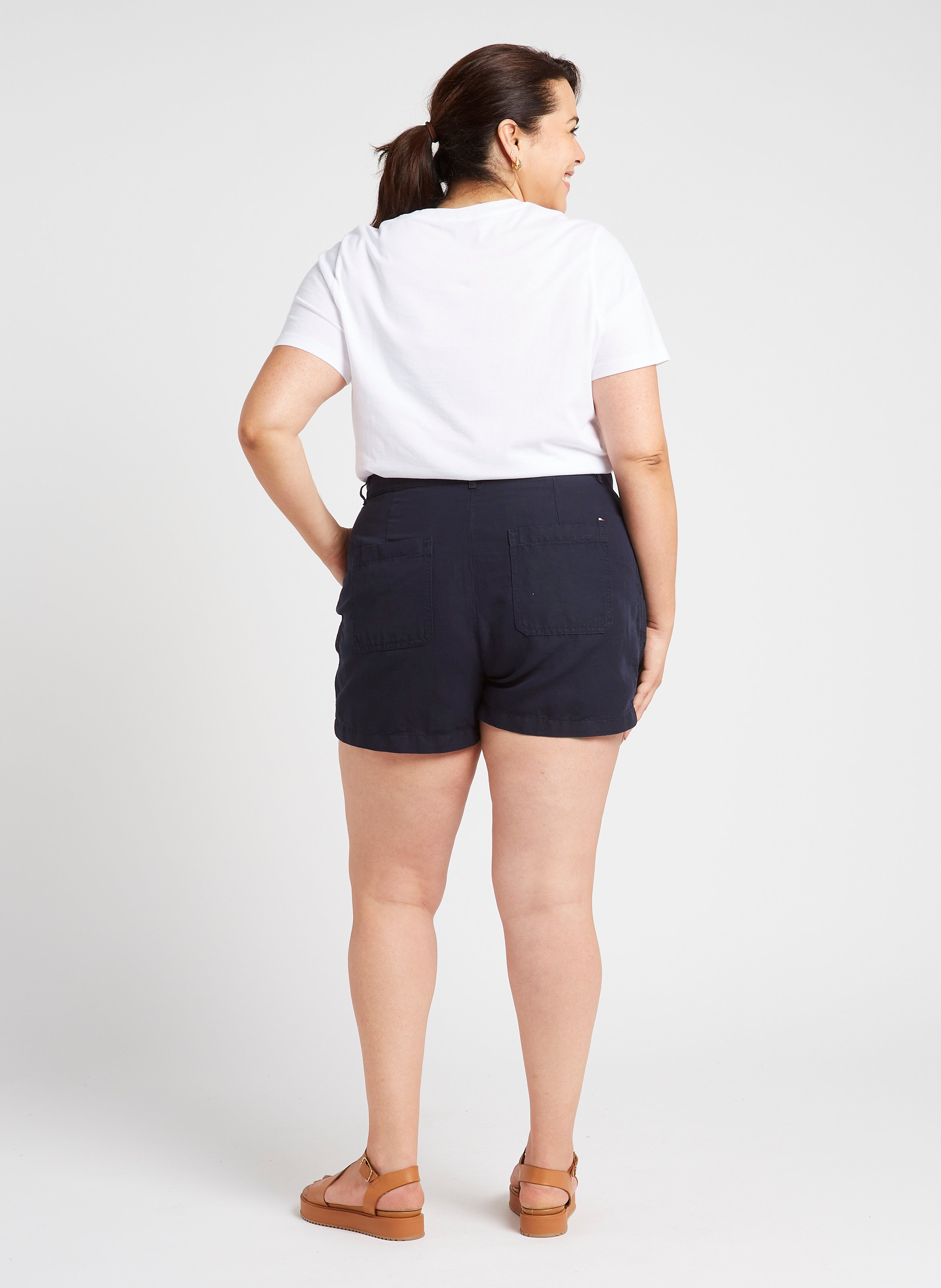 Short droit en coton organique mélangé TOMMY HILFIGER Bleu