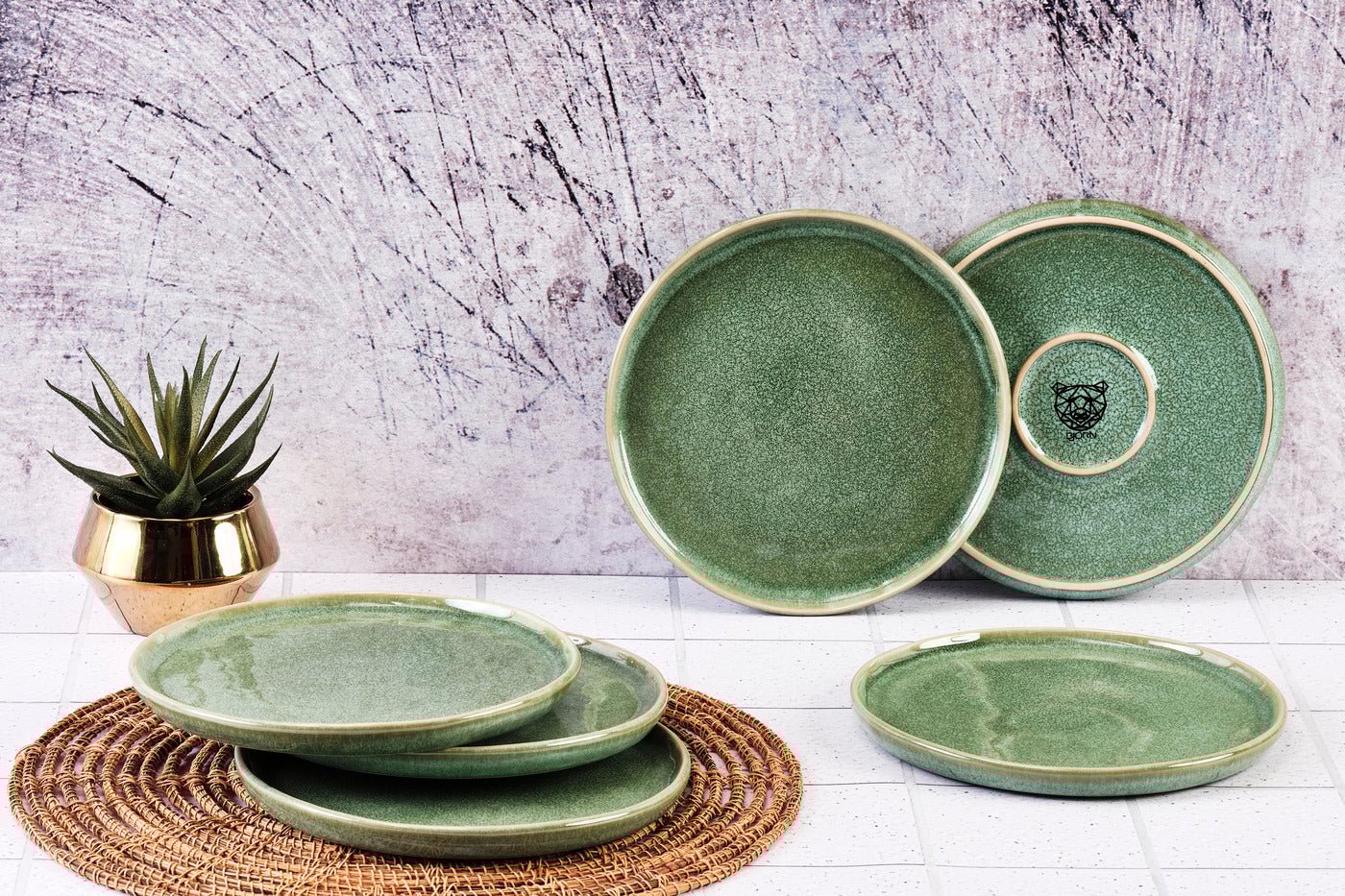 MAGMA -  6-piece plate set BJORN Green