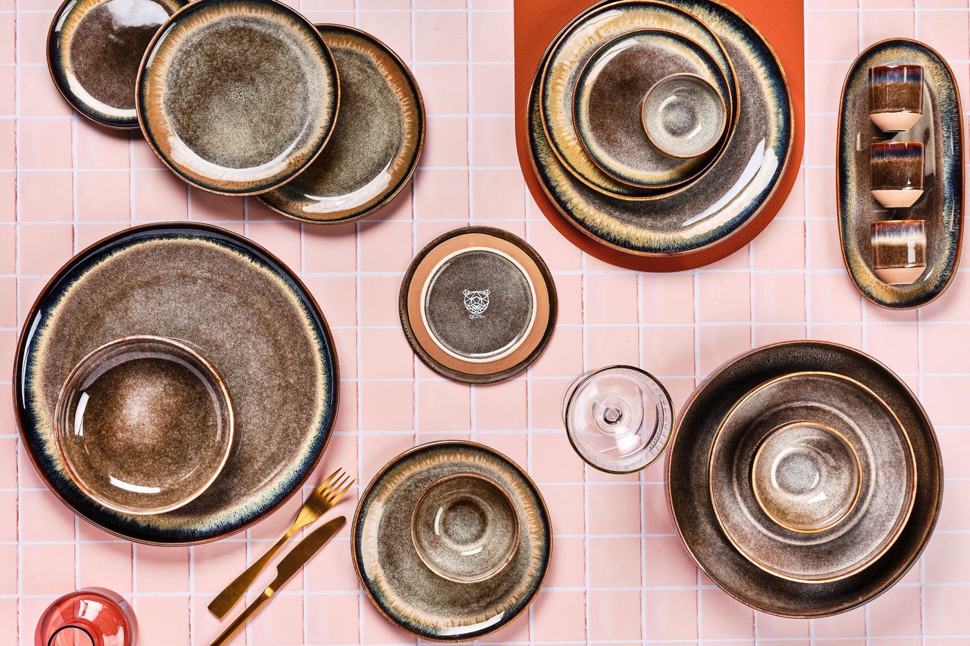 Stoneware deep plate - 6 pieces BJORN Brown