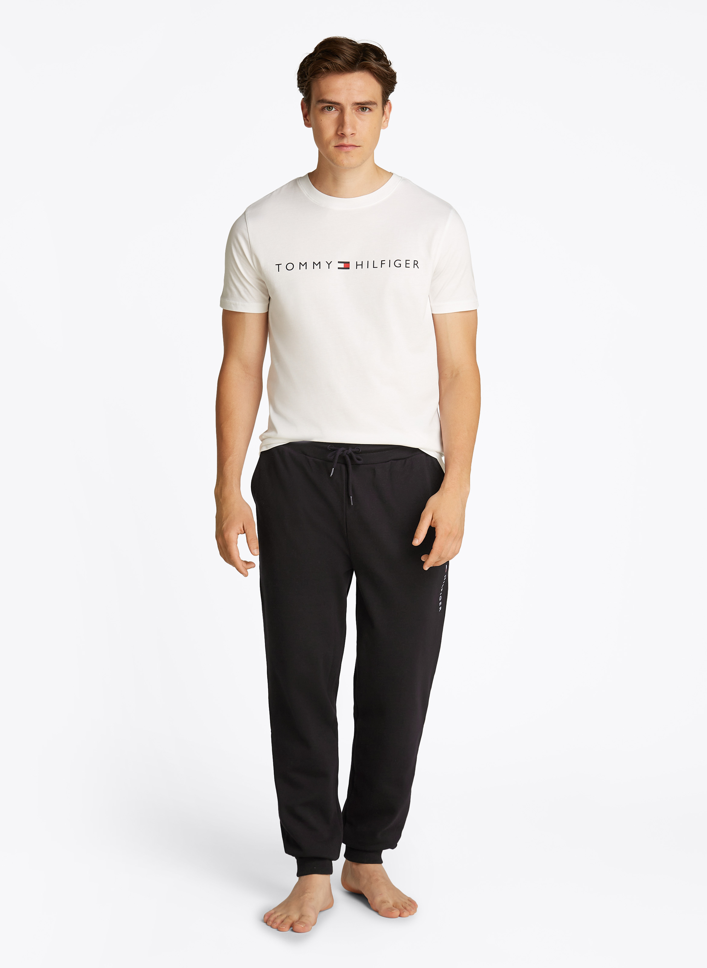 Cotton-blend loungewear track pants TOMMY HILFIGER Black