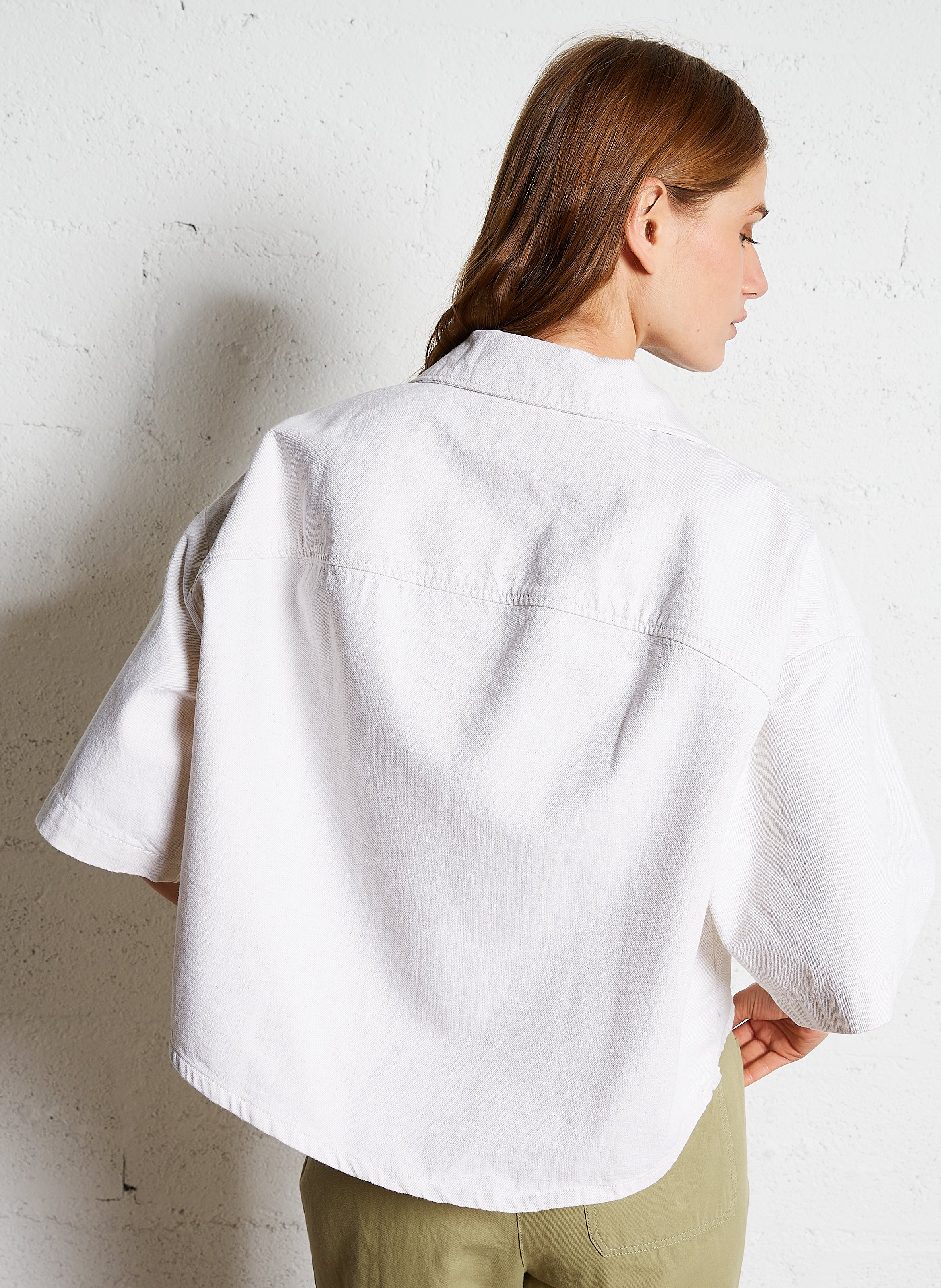 Asymmetrical denim shirt Vintage white Bellerose - Women