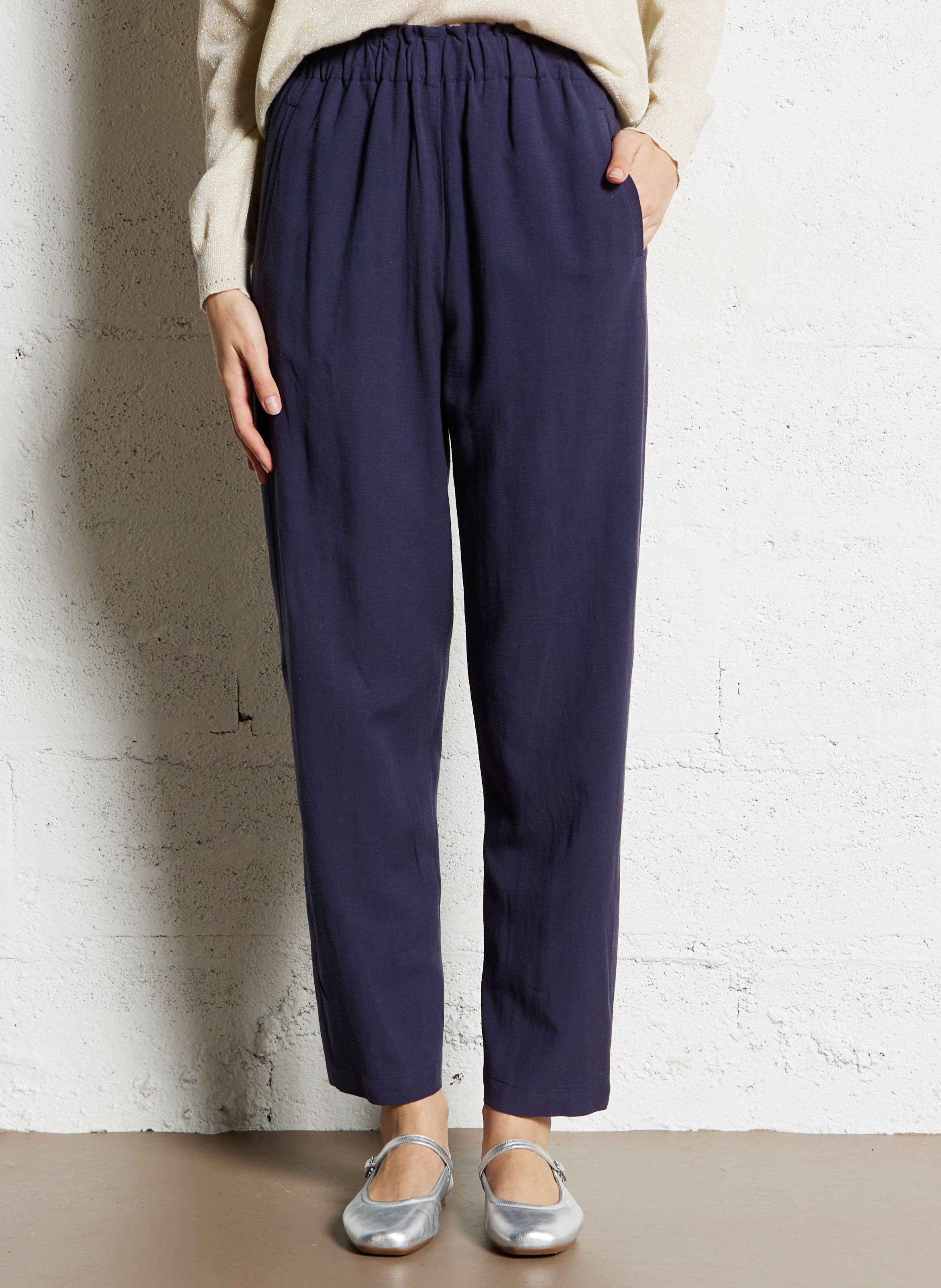 Straight viscose-blend pants BELLA JONES Blue