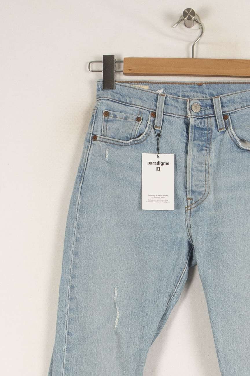 Cropped slim jeans with studs Blue