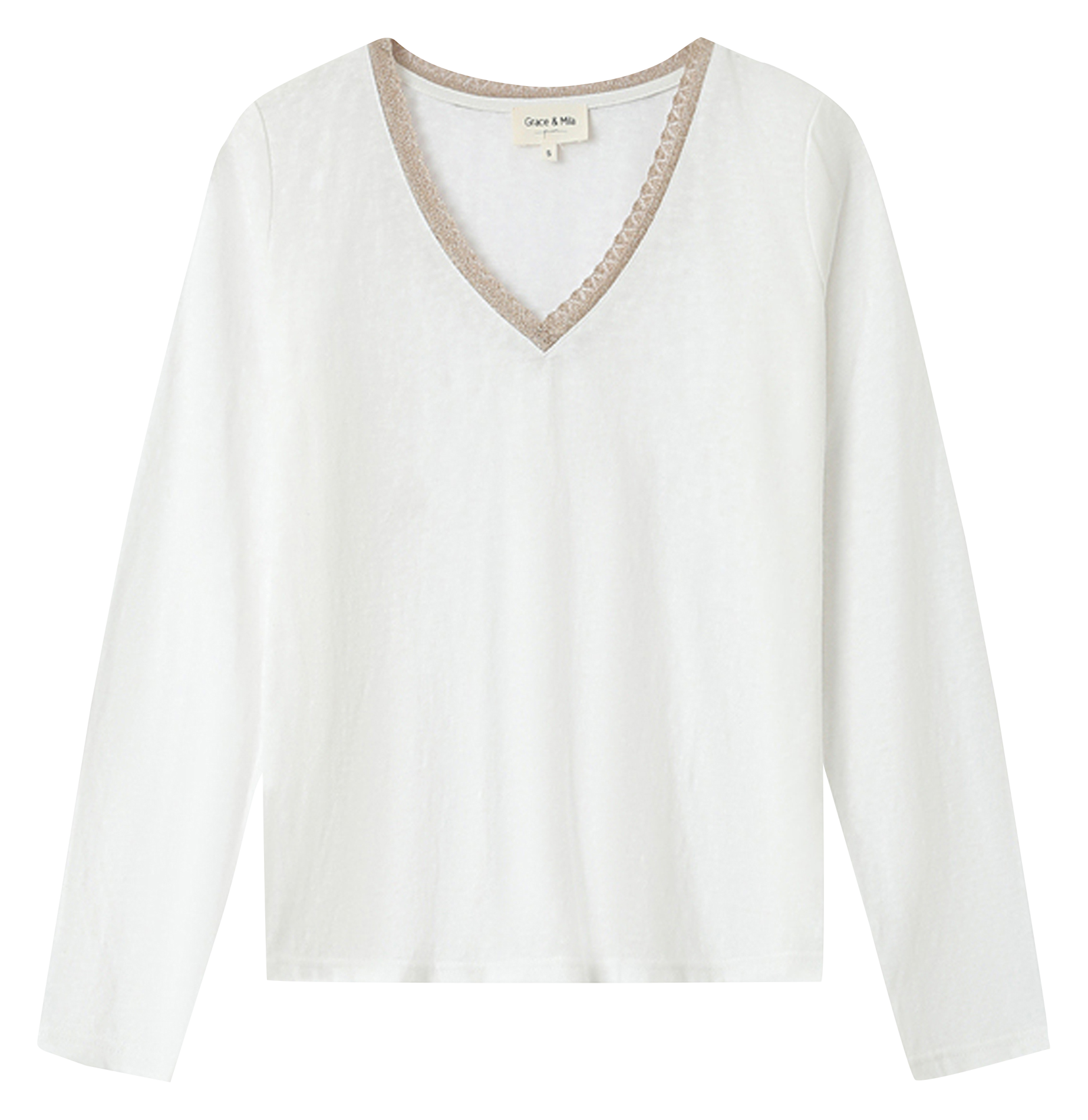 Deep-V two-tone sweater GRACE ET MILA Beige