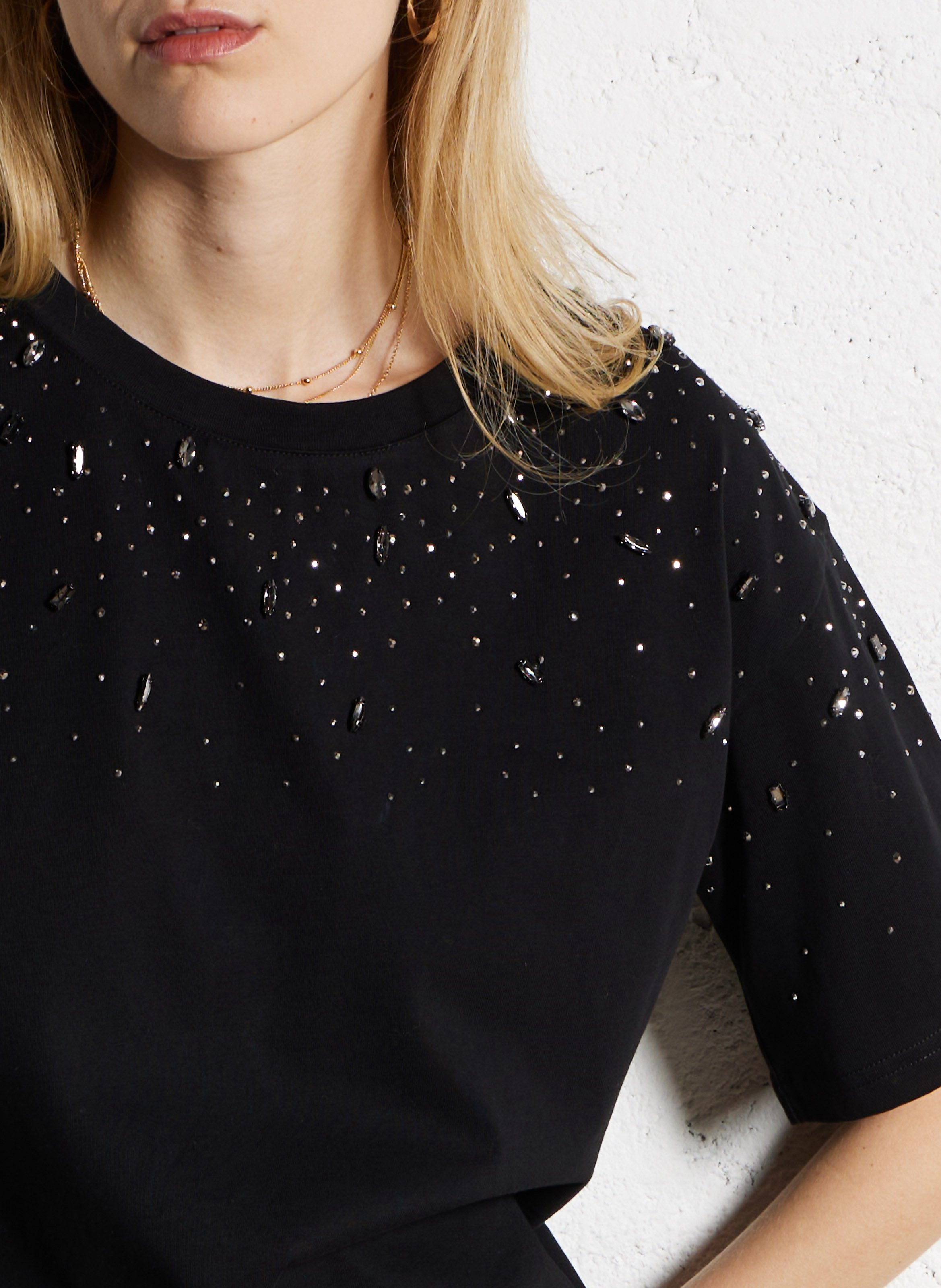 Tee-shirt col rond en coton bio SUNCOO Noir