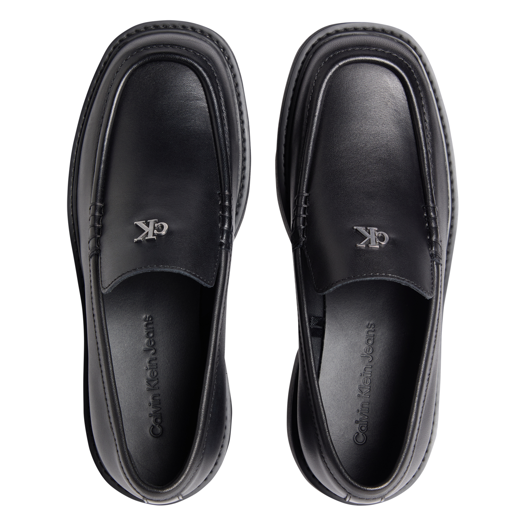 Heeled leather loafers CALVIN KLEIN Black