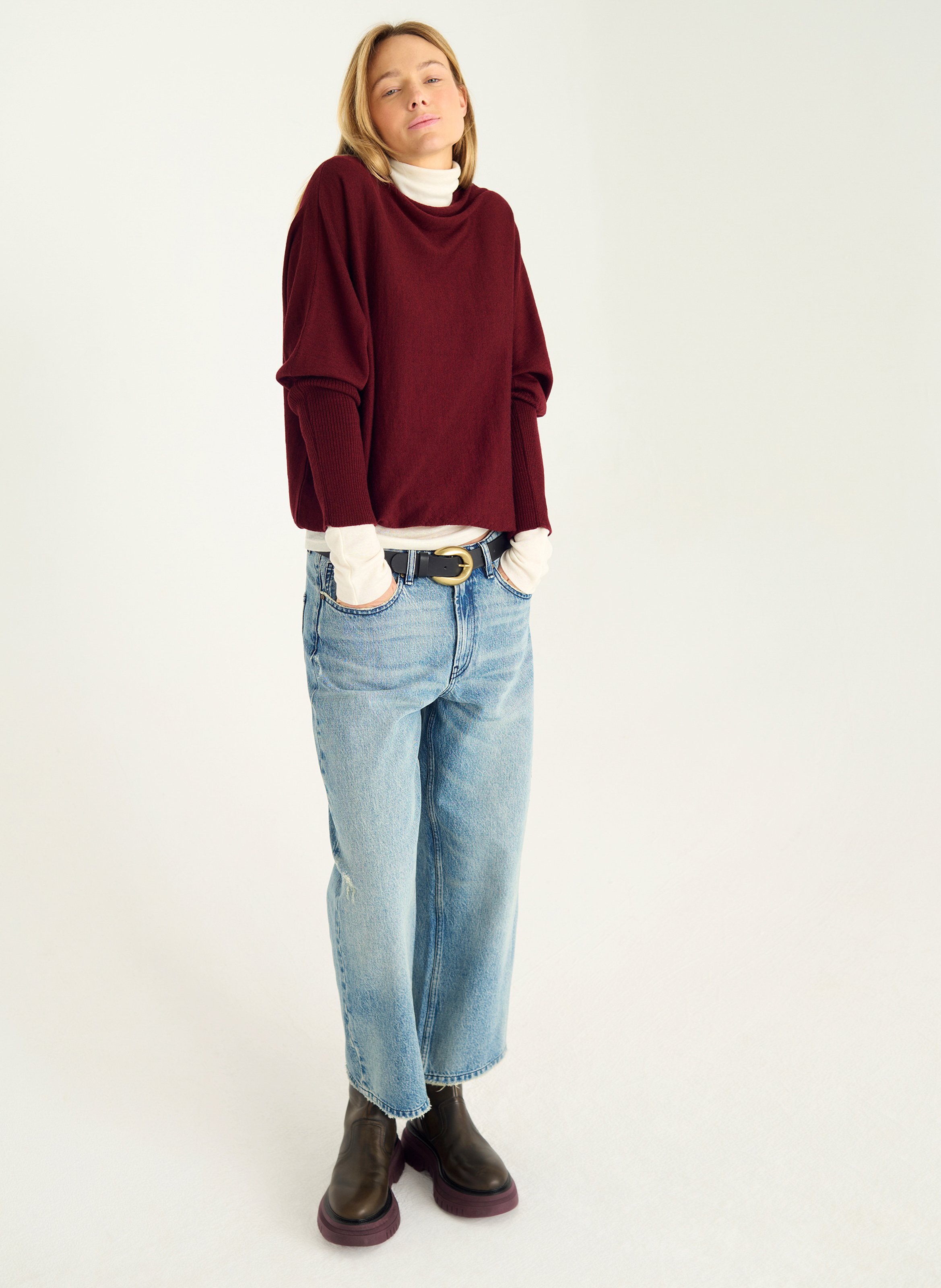 Weiter Wollpullover  ACOTE Violett