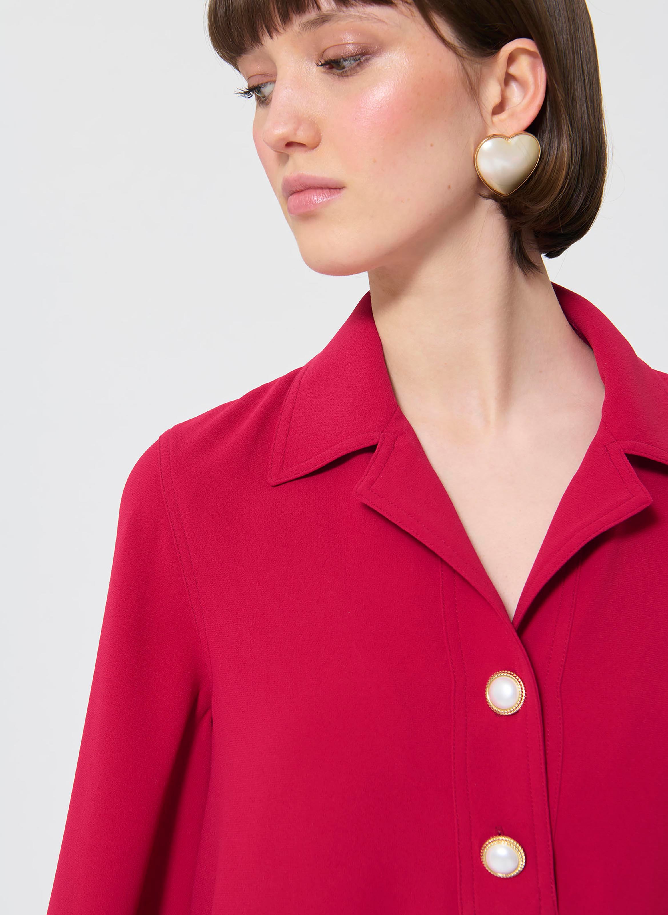 Short straight dress with 3/4 flared sleeves TARA JARMON Red