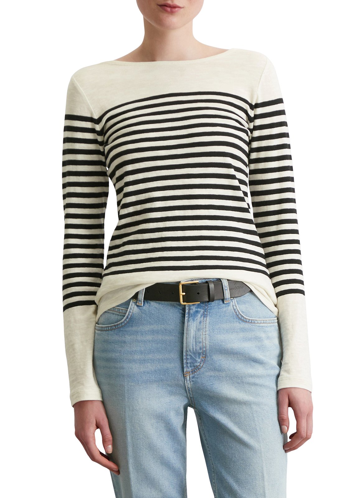 Camiseta de algodón con cuello barco MARC O'POLO