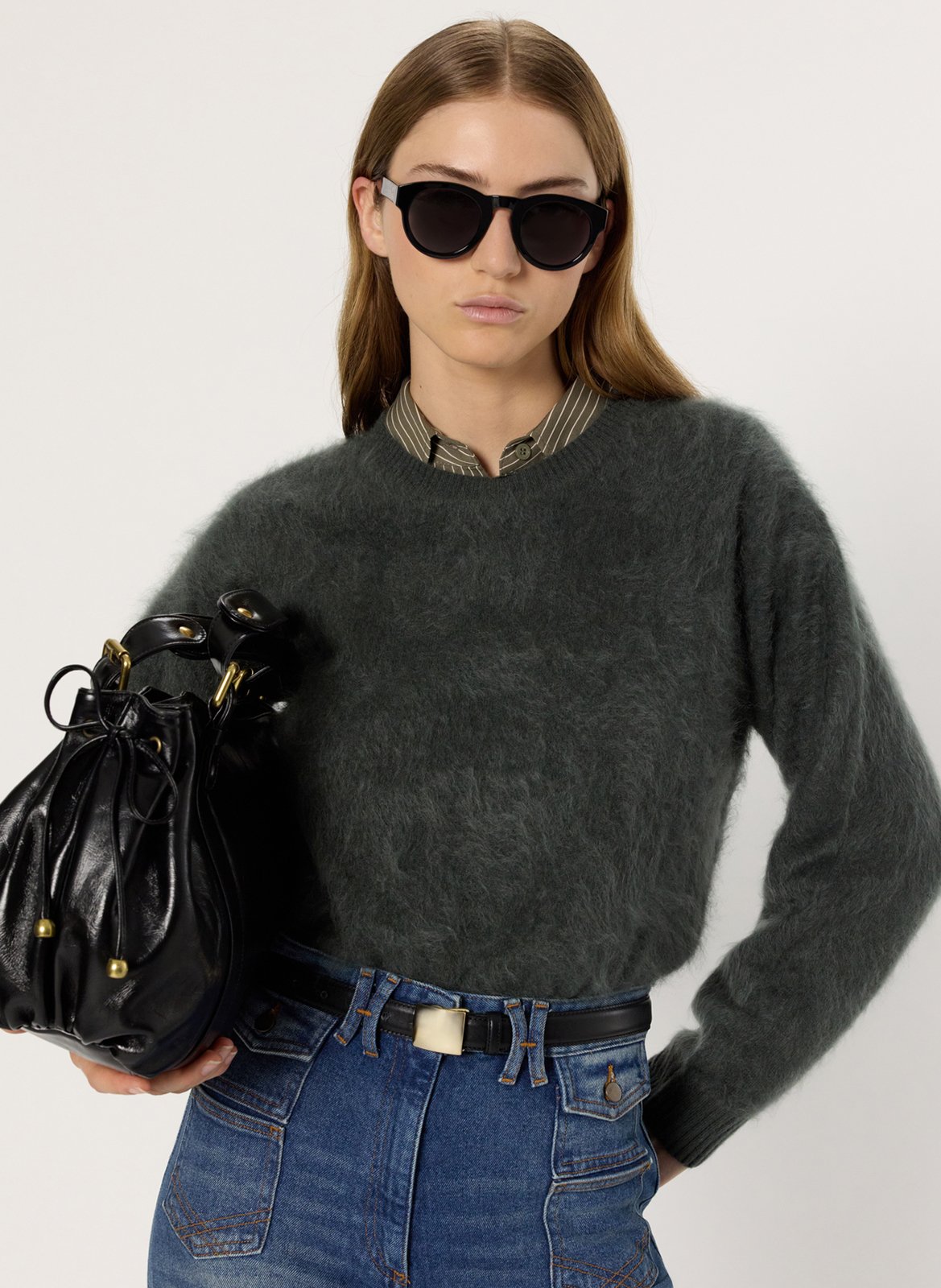 Pull col rond en cachemire GERARD DAREL Kaki