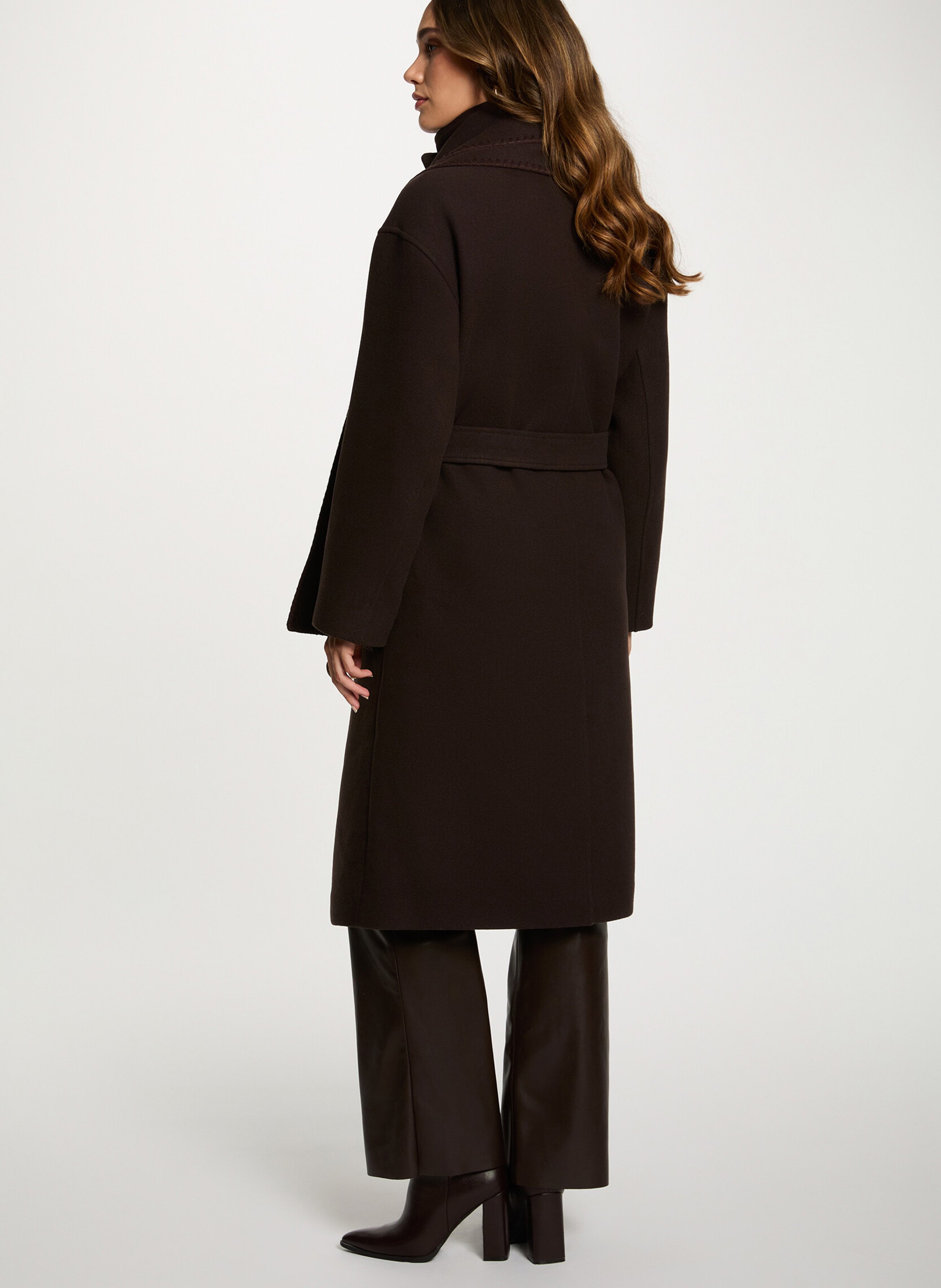 High collar coat MORGAN Brown