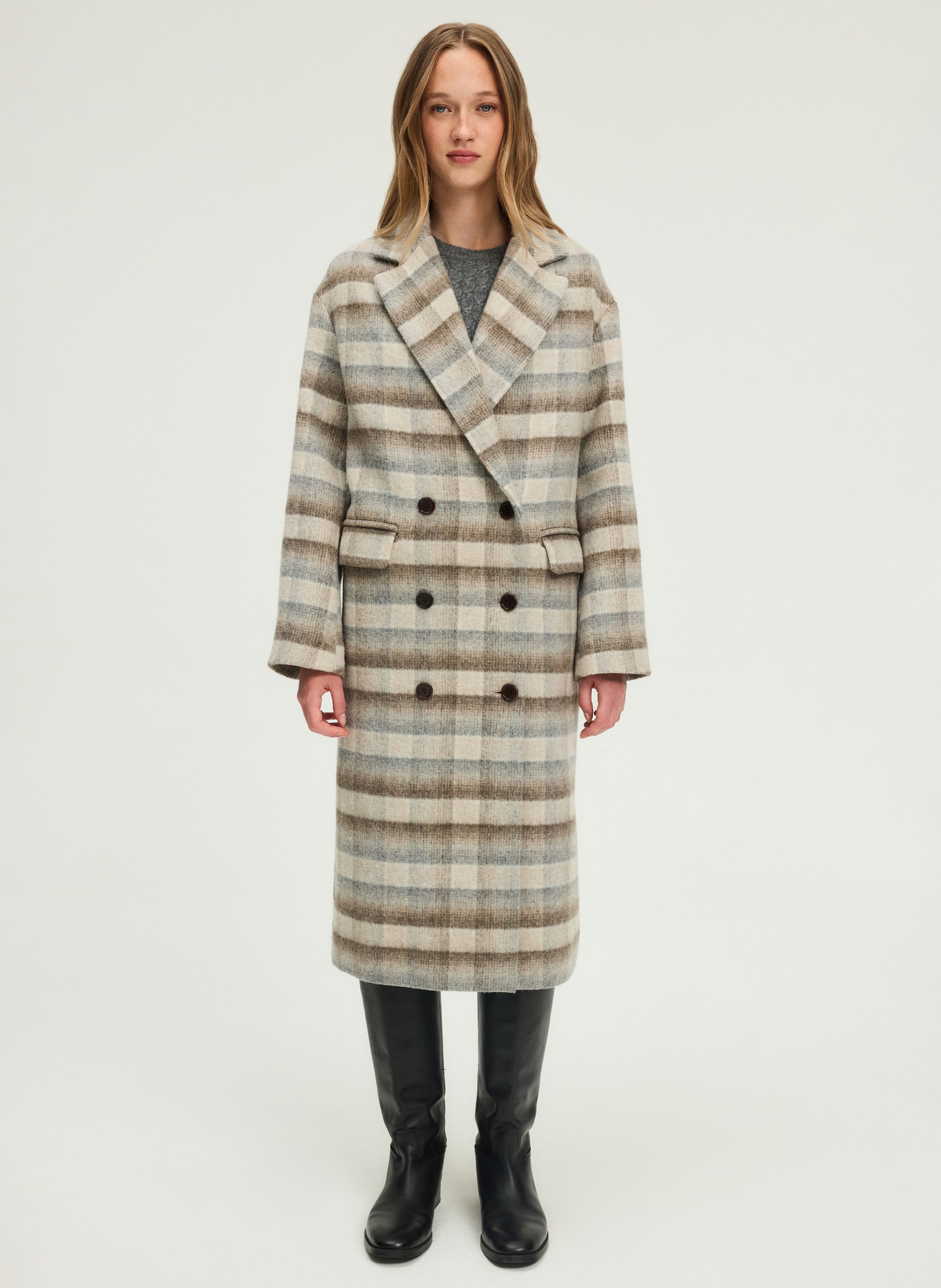 Tailored checkered coat PABLO Beige