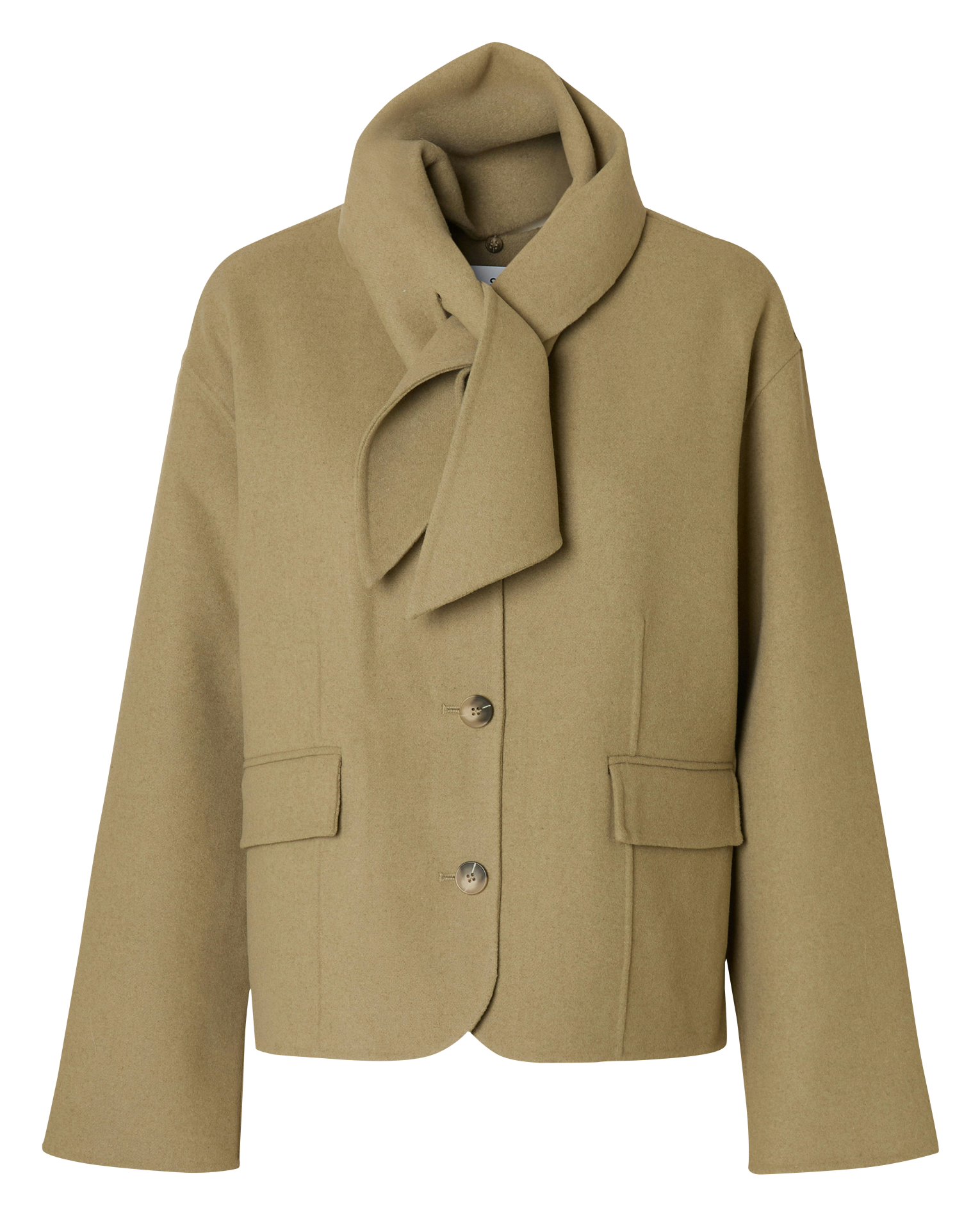 Jacket with scarf collar in blended wool SELECTED Green