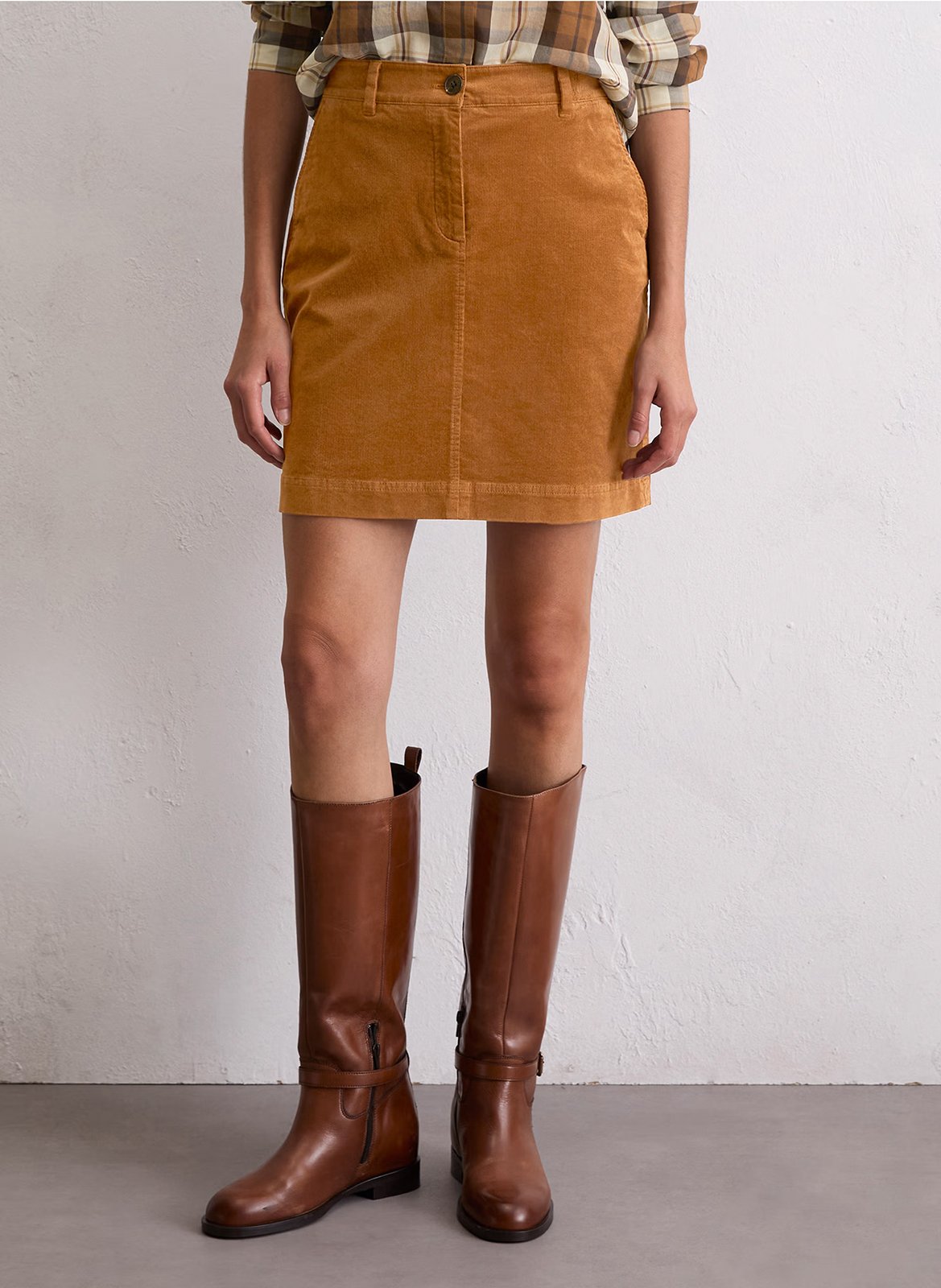 Falda corta de pana acanalada MARC O'POLO Marron