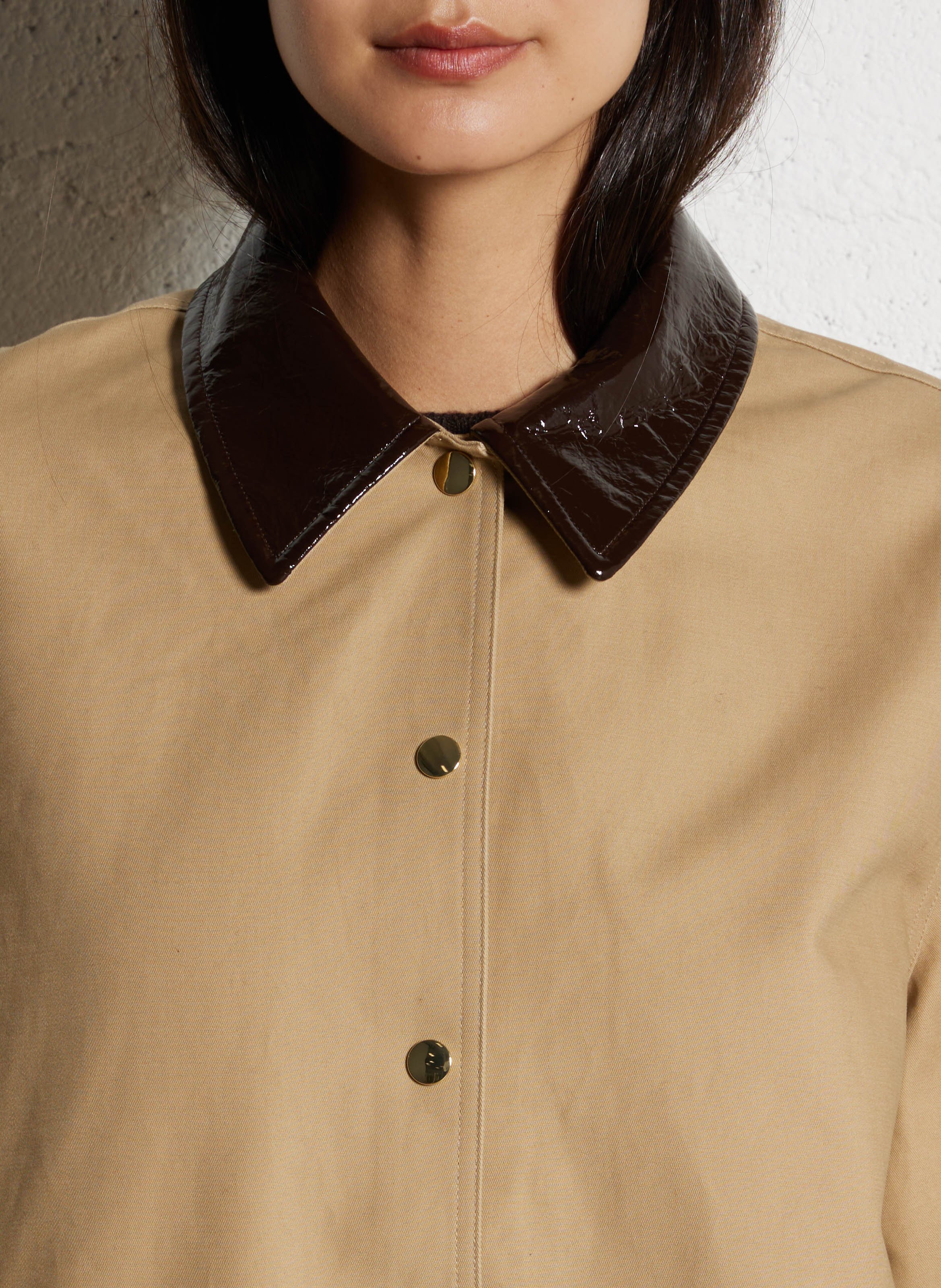 Cotton coat with classic collar DES PETITS HAUTS Beige