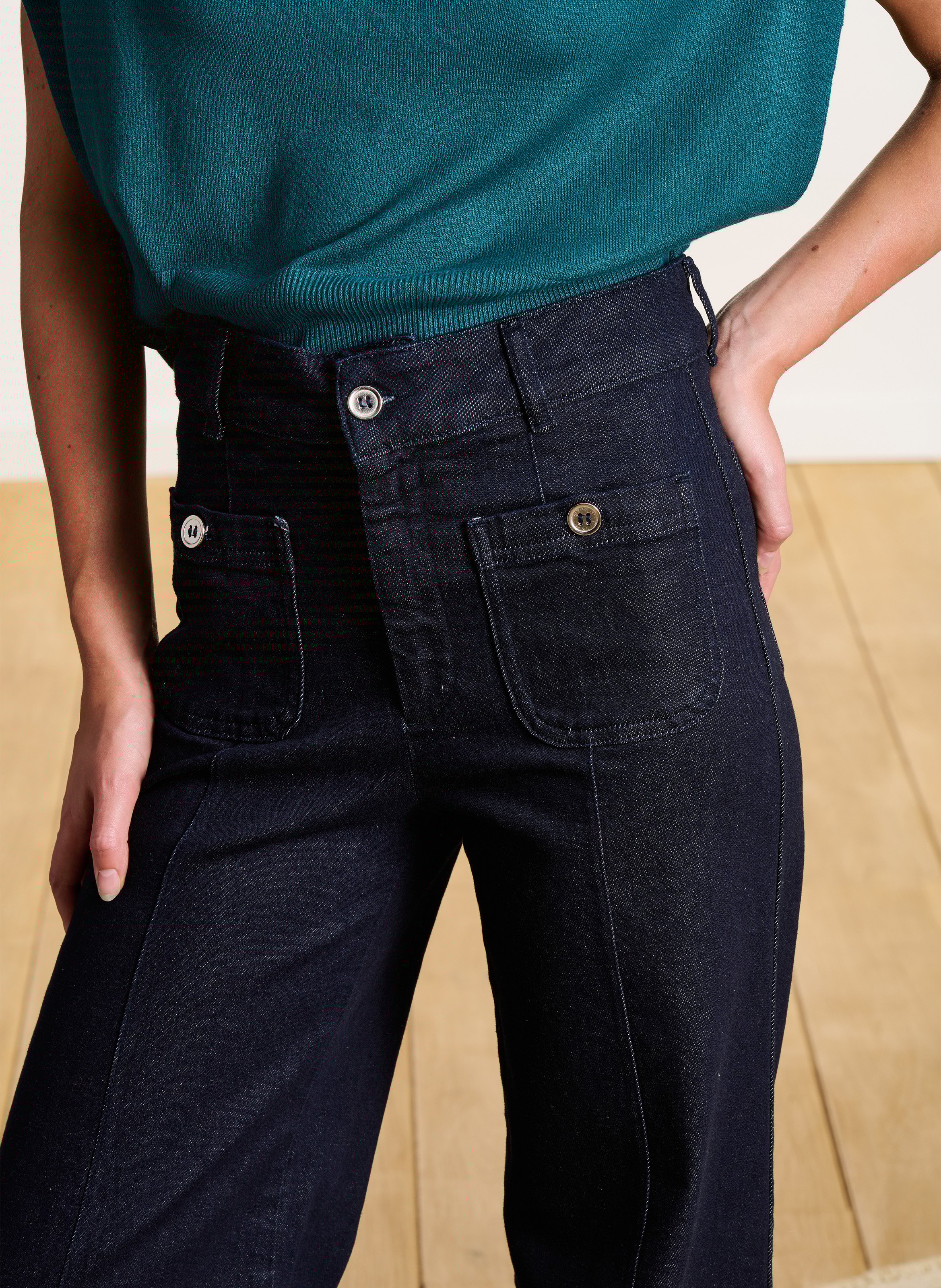 Jean large en coton bio mélangé LA FEE MARABOUTEE Bleu