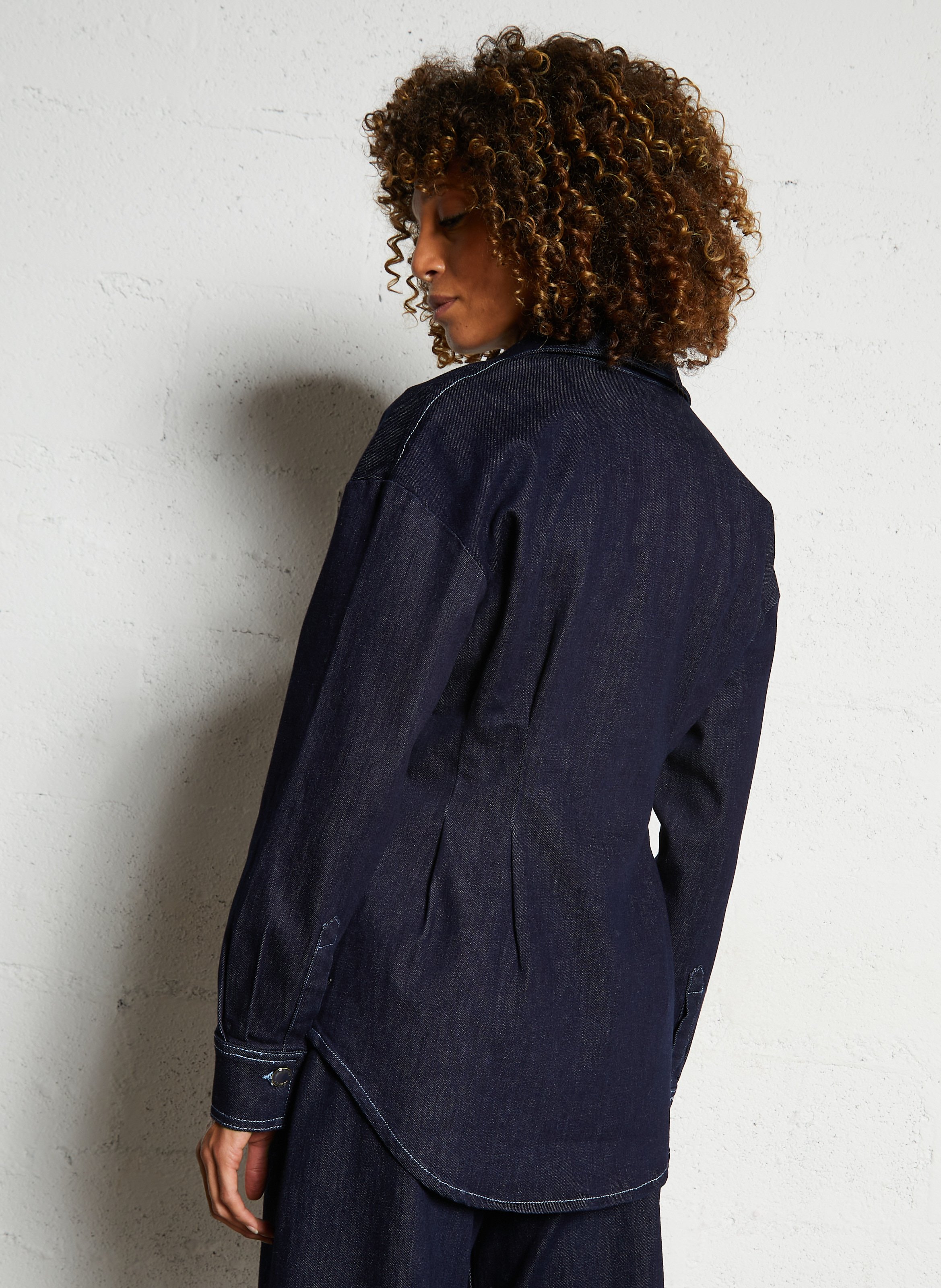 Chemise col classique en denim FABIENNE CHAPOT Bleu