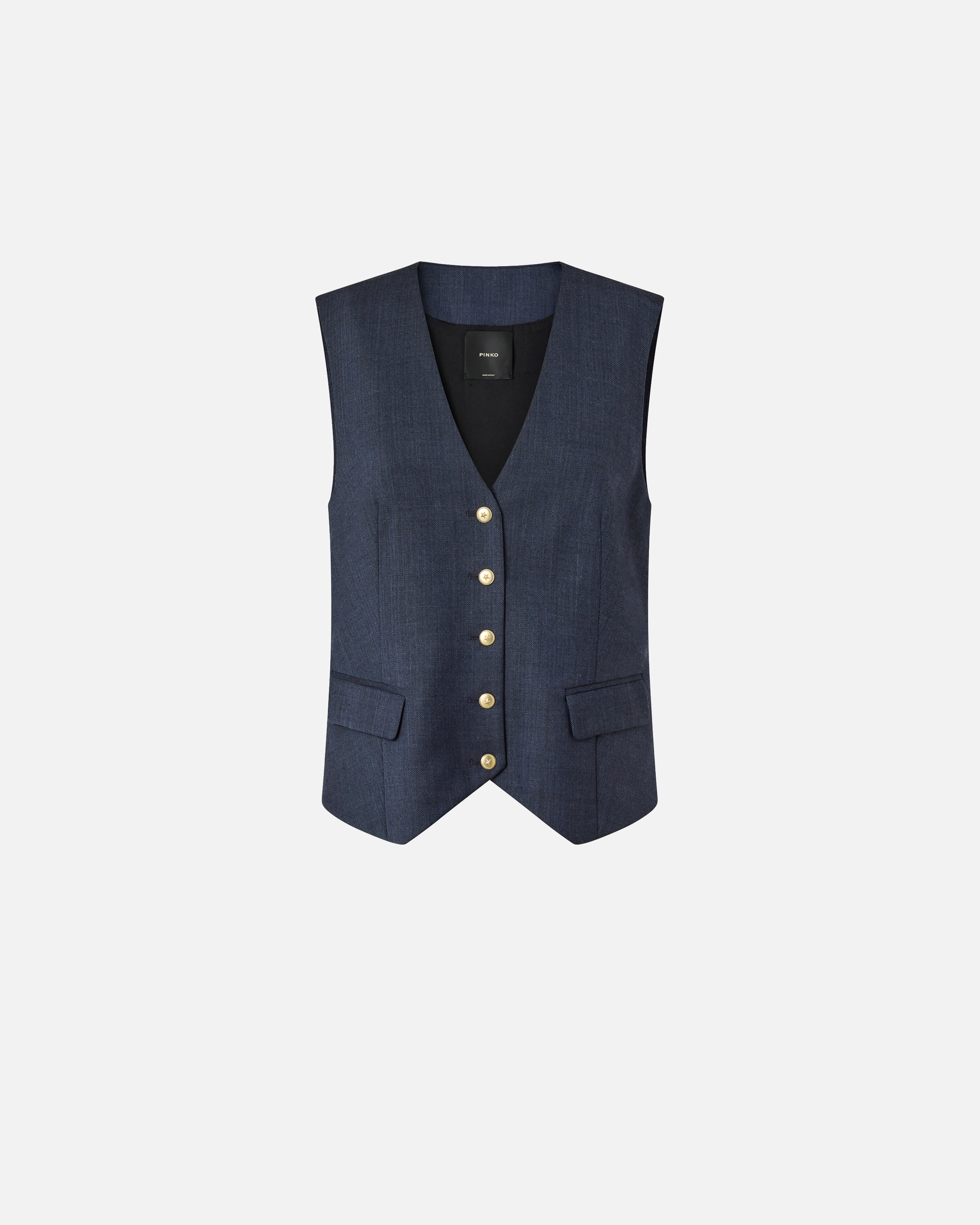 Elegant textured wool vest PINKO Blue