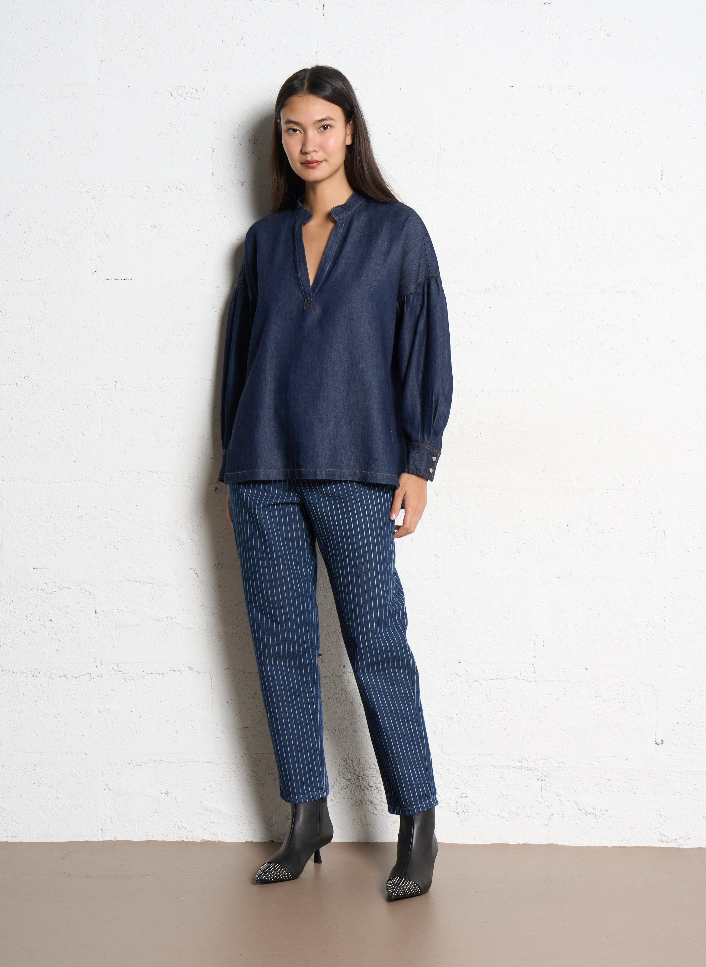 Blouse ample en denim IKKS Bleu