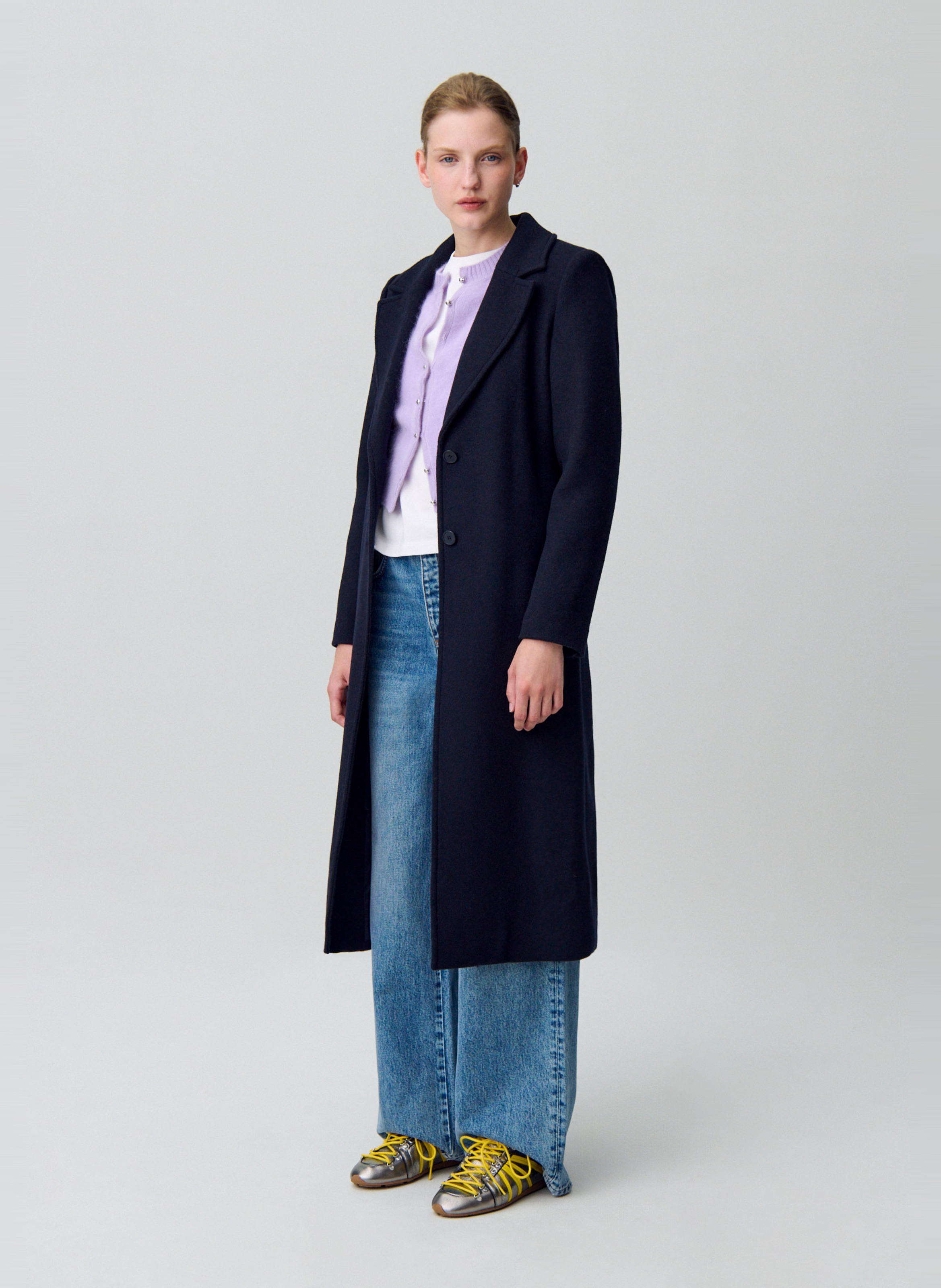 Manteau droit en laine mélangée CLAUDIE PIERLOT Bleu