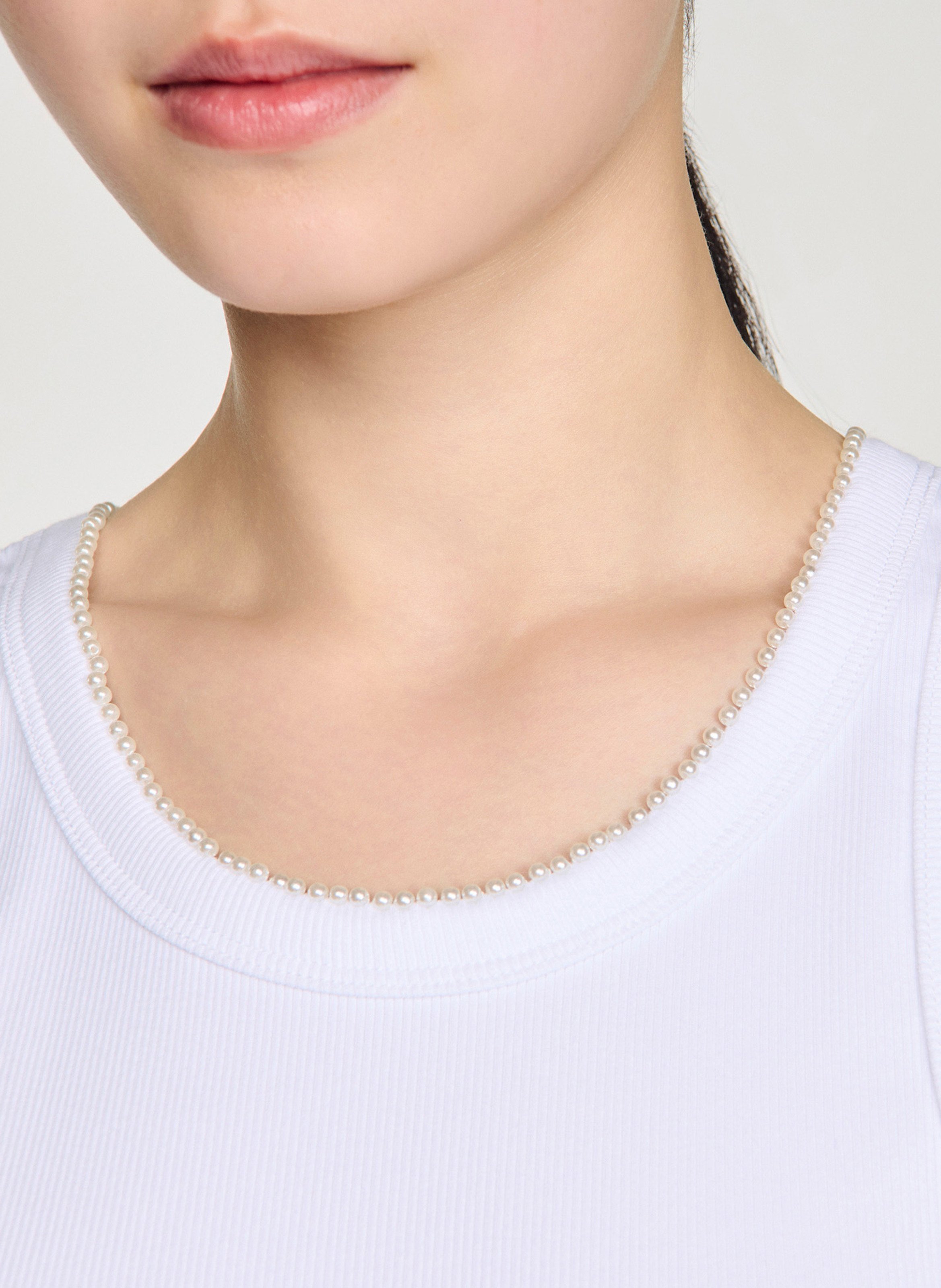 Round neck tank top in blended cotton SANDRO White