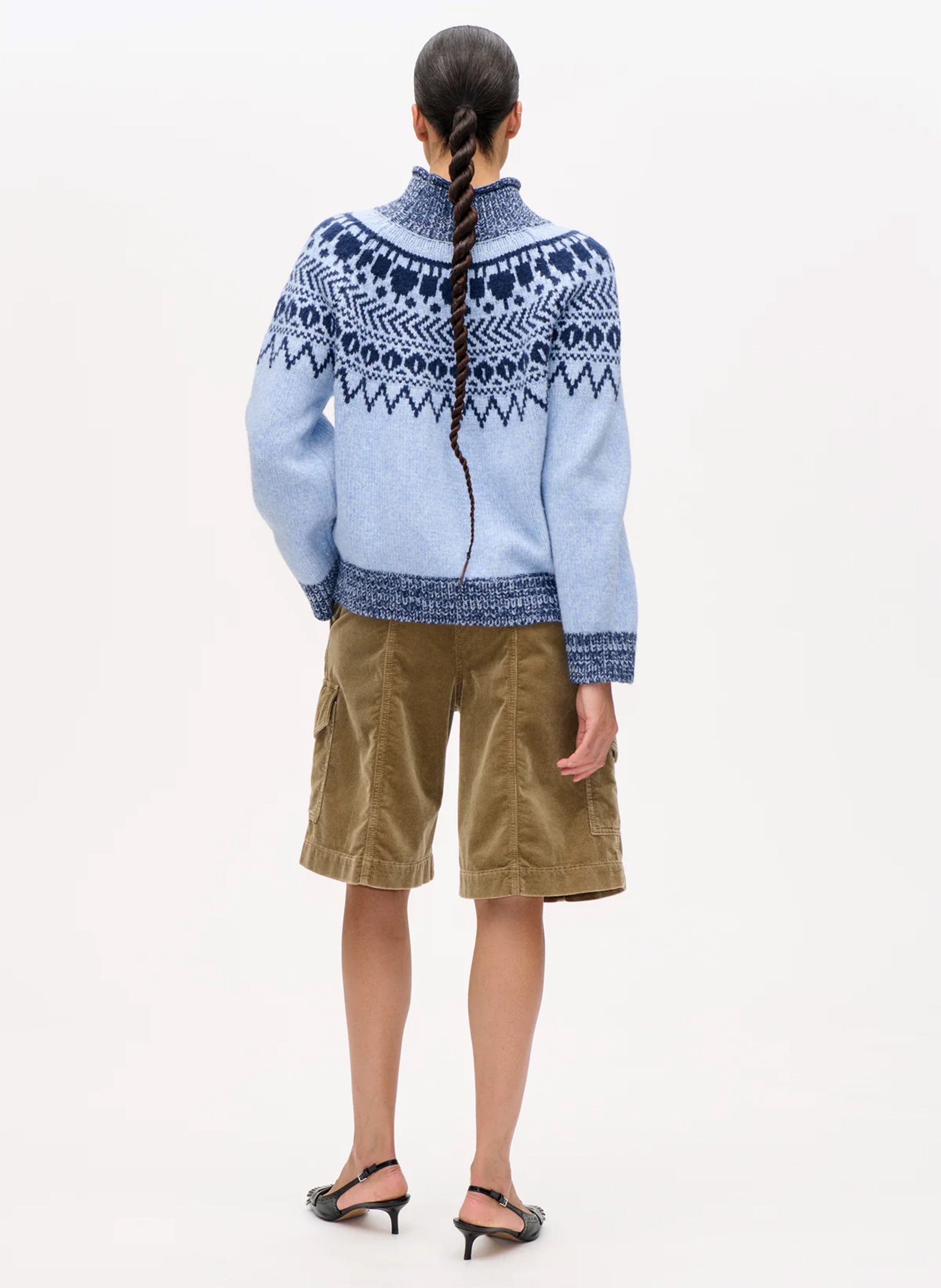 Pull droit col montant en maille jacquard BAUM UND PFERDGARTEN Bleu