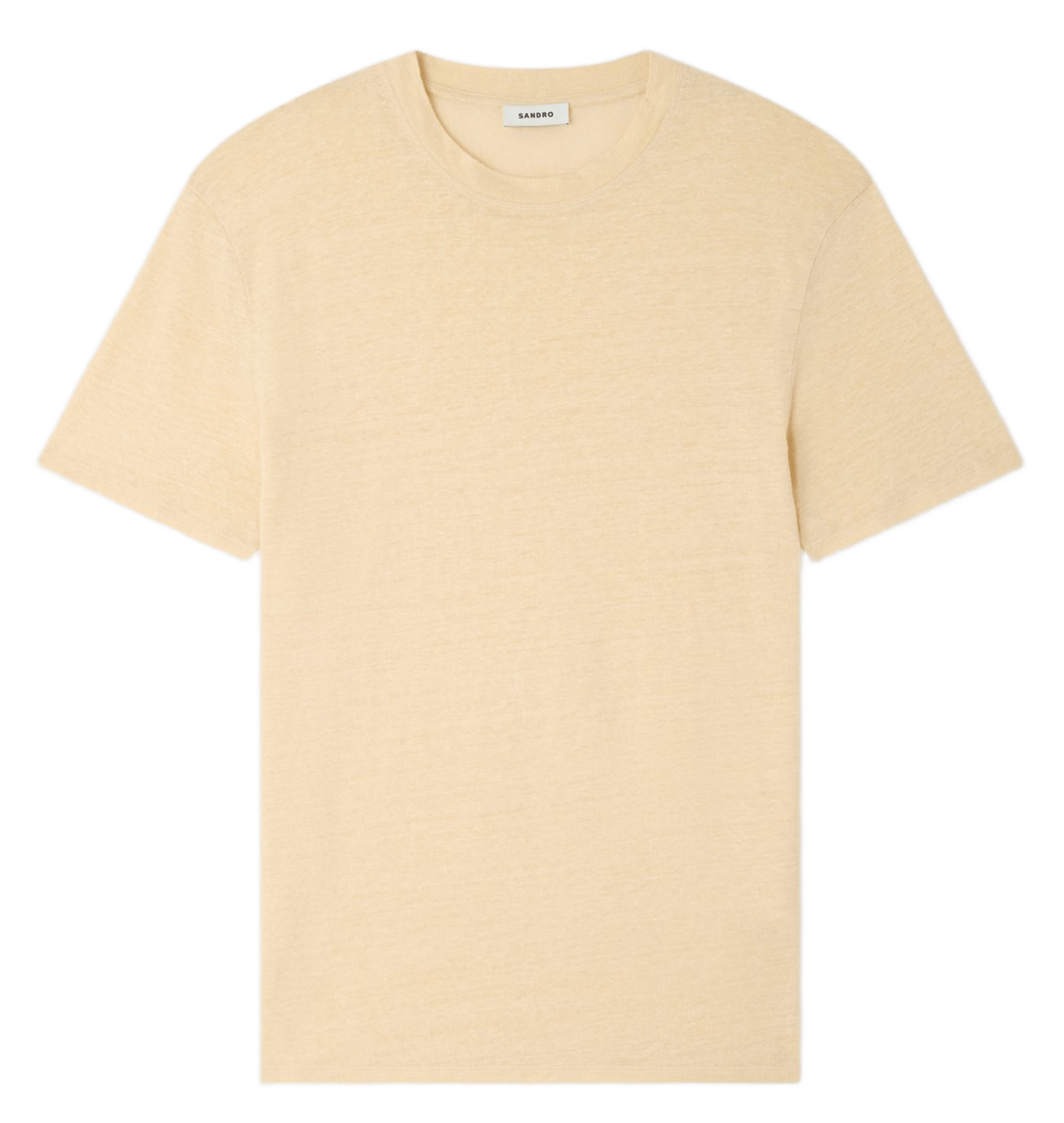 Linnen, regular fit T-shirt met ronde hals Beige