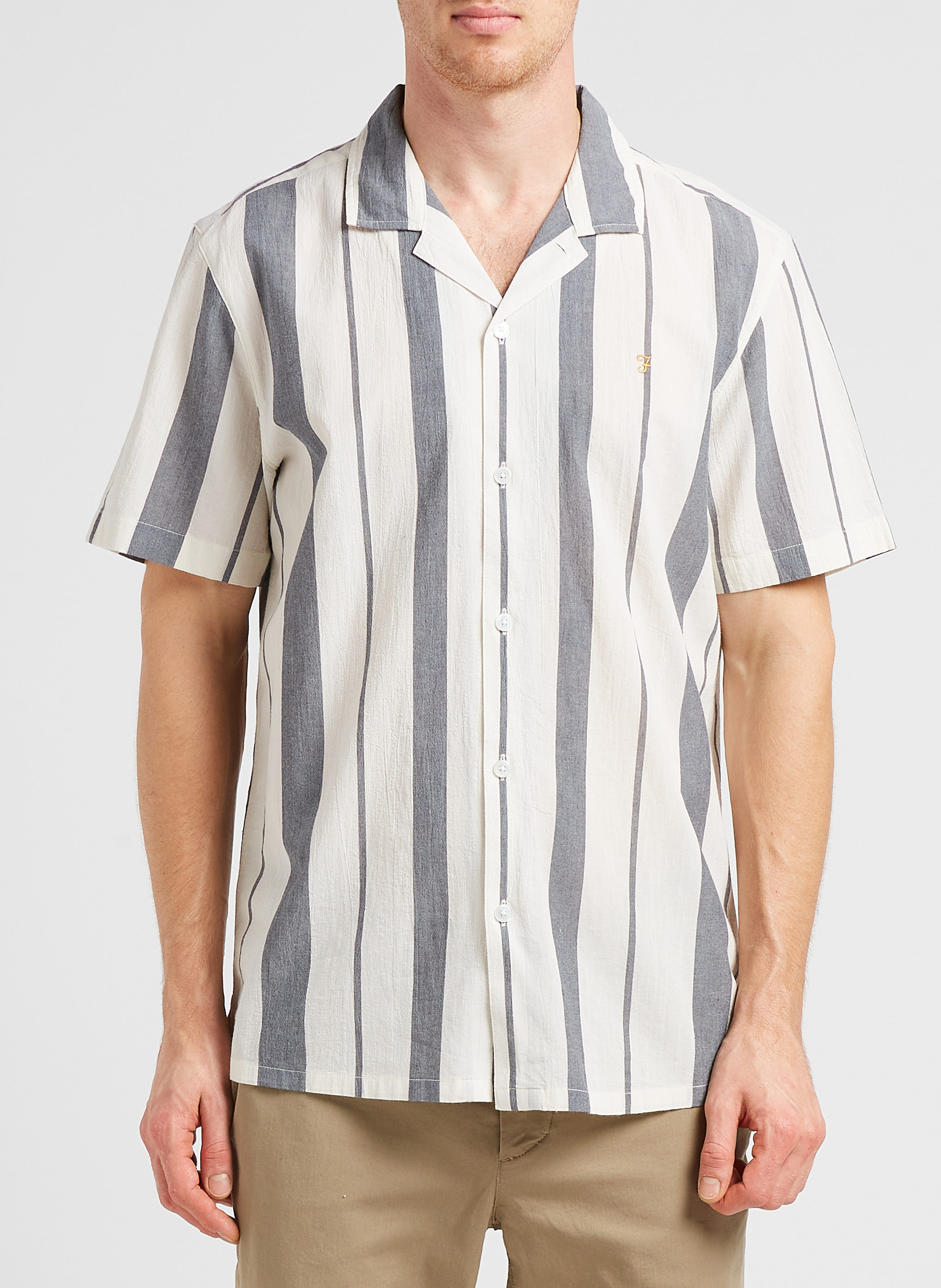 Striped cotton shirt FARAH Blue