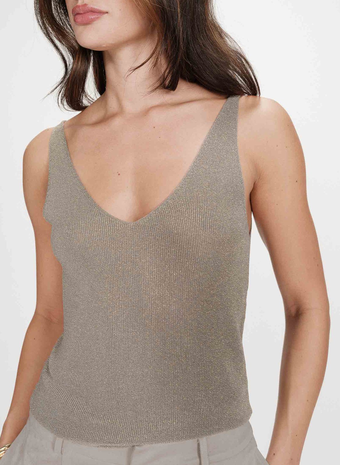 Sleeveless V-neck top GRACE ET MILA Green