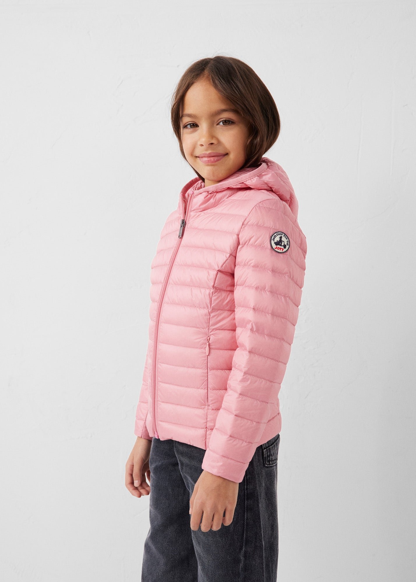 Carla lightweight hooded children's down jacket JOTT Pink