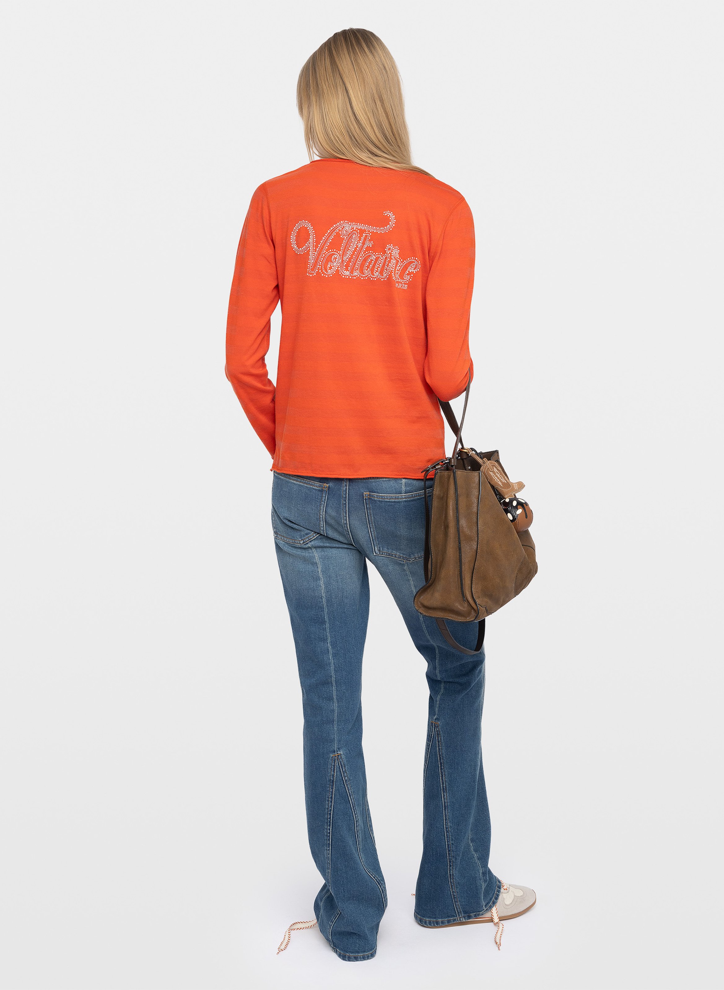 Gerade geschnittenes Baumwoll-T-Shirt mit Henley-Ausschnitt ZADIG&VOLTAIRE Orange