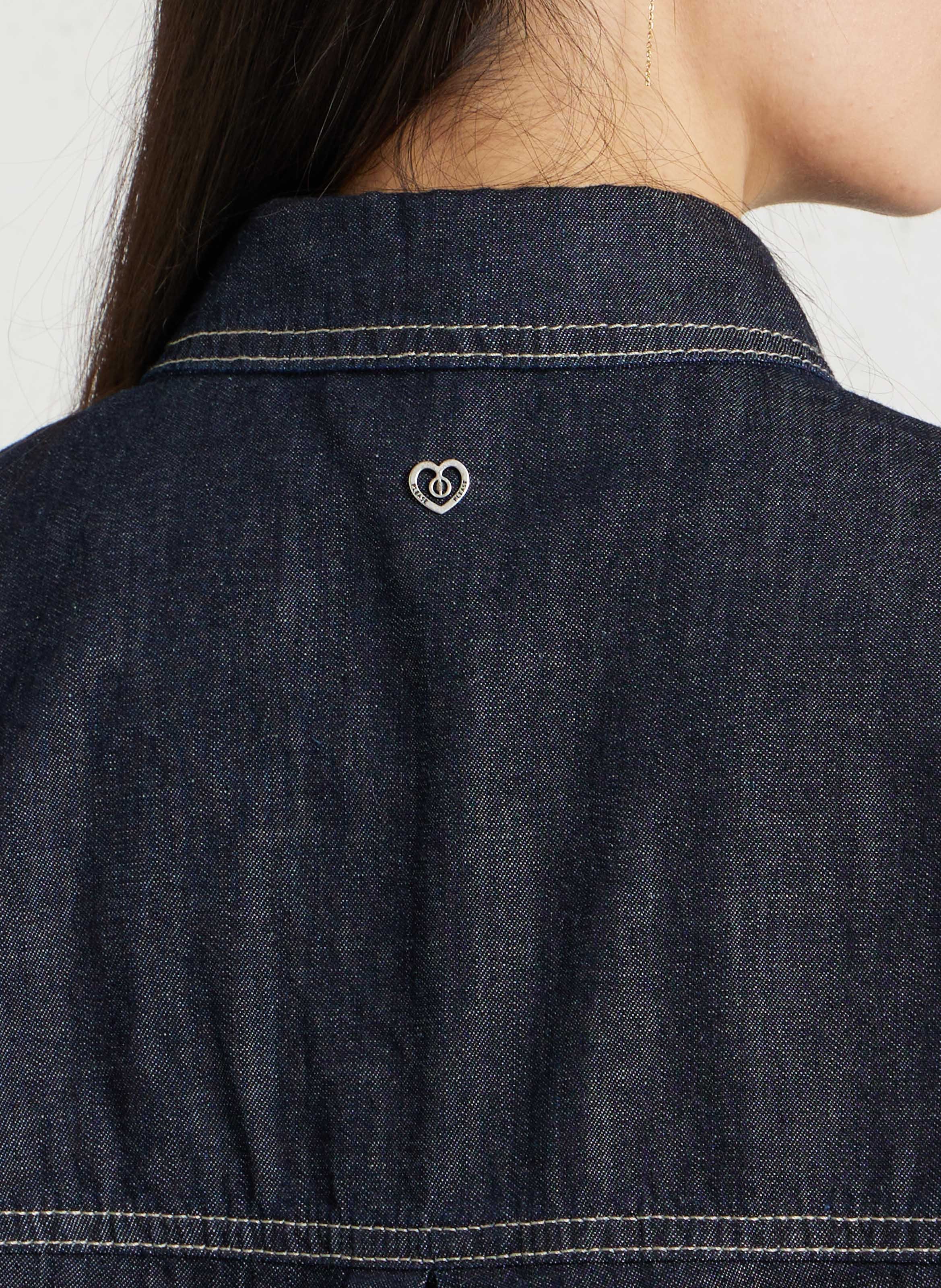 Cotton jacket with classic collar PLEASE Blue