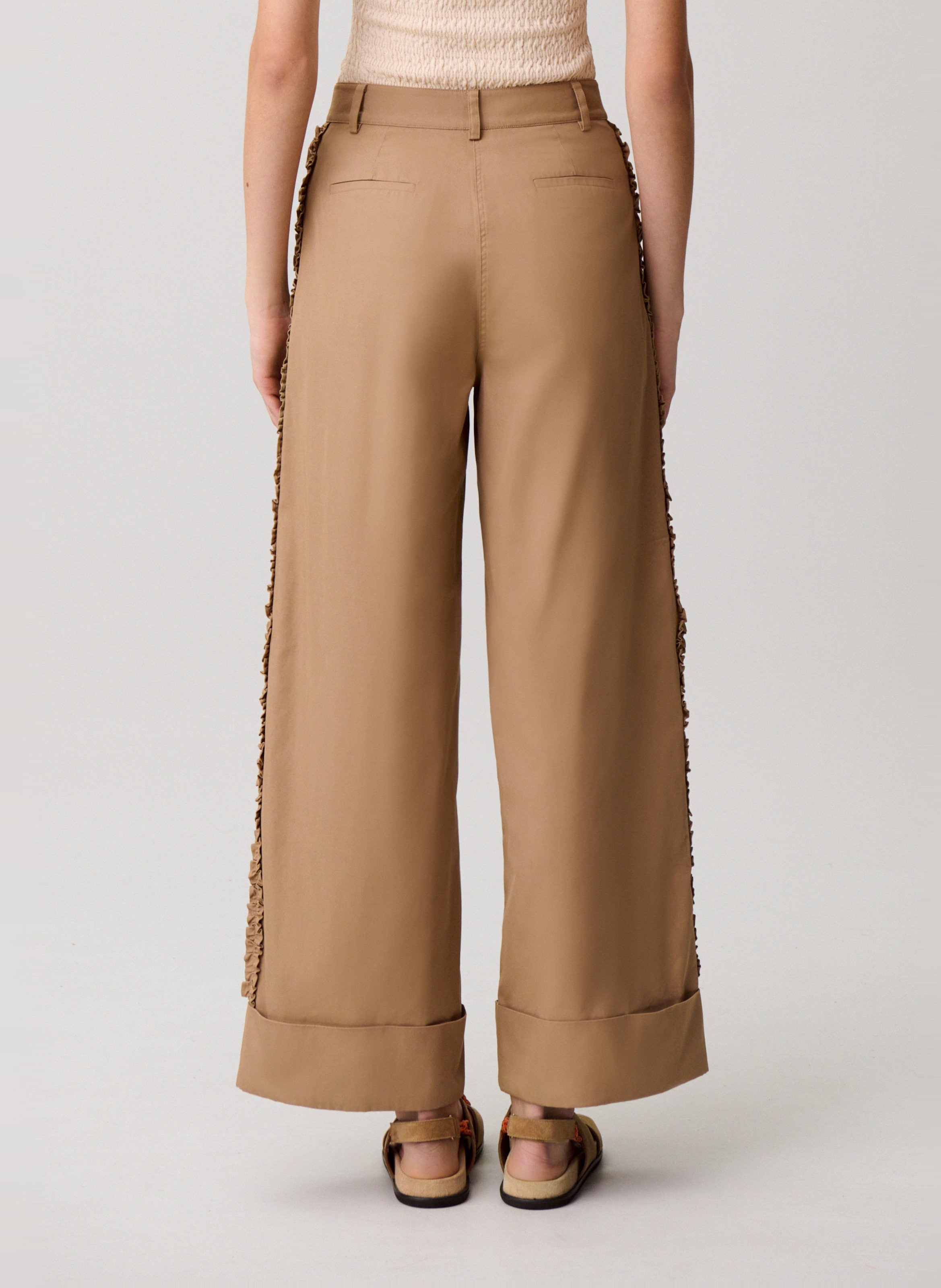 Pantalon large en coton mélangé CLAUDIE PIERLOT Beige