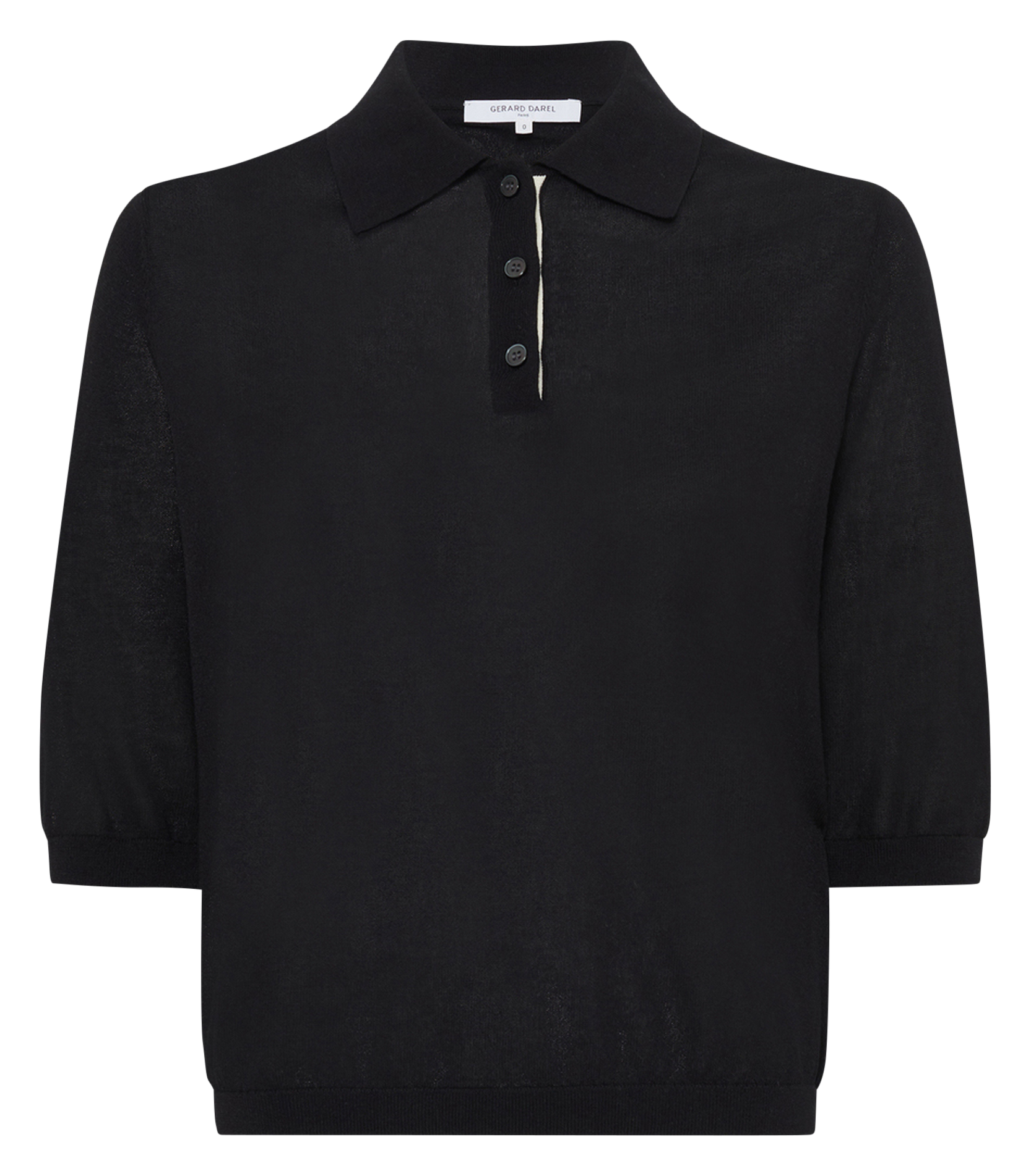 Polo manches courtes droit en maille unie GERARD DAREL Noir