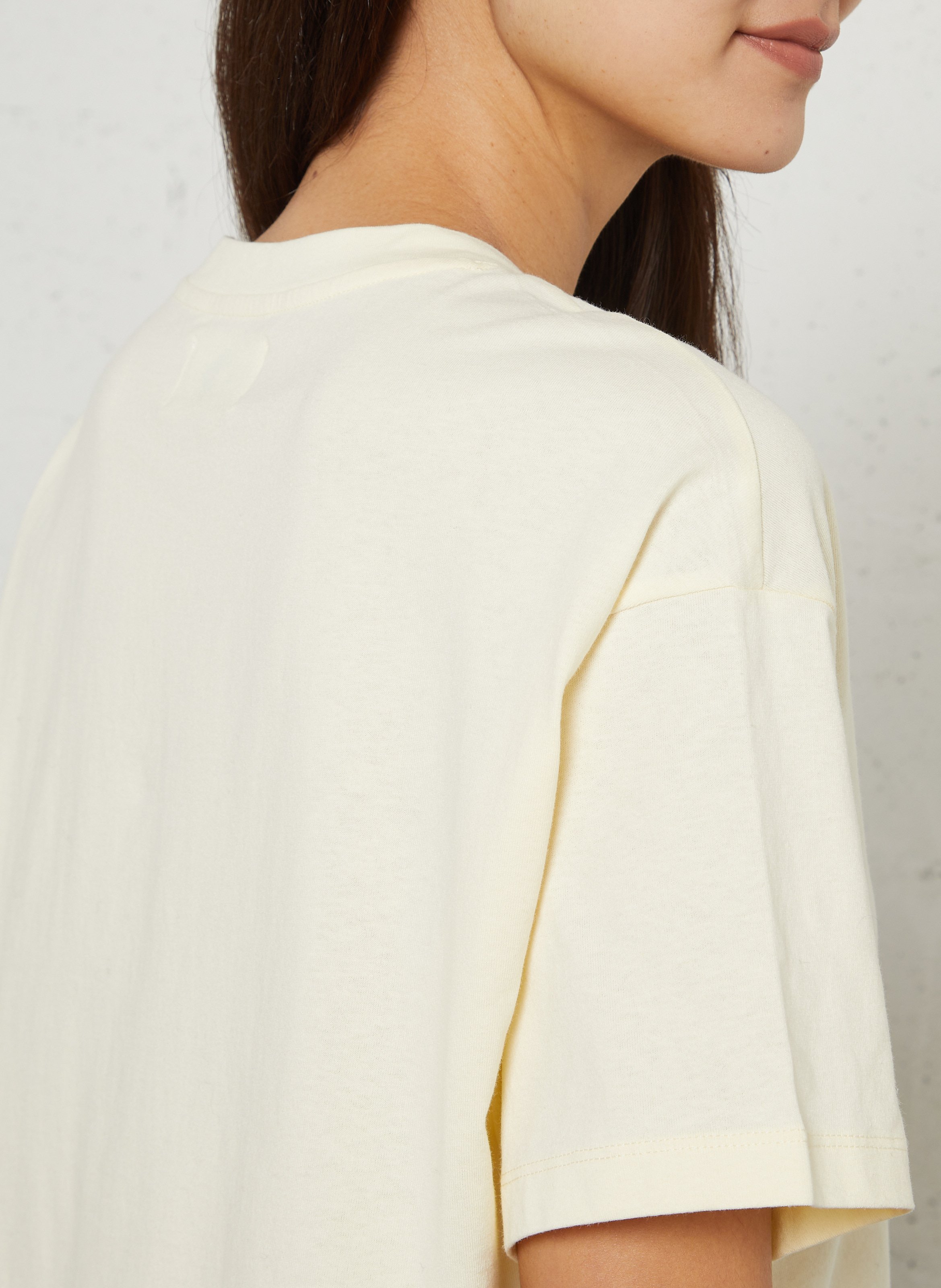 Tee-shirt ample col rond imprimé en coton DES PETITS HAUTS Jaune