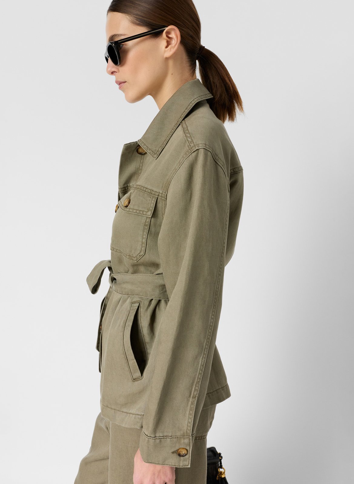 Belted jacket with classic collar GERARD DAREL Khaki